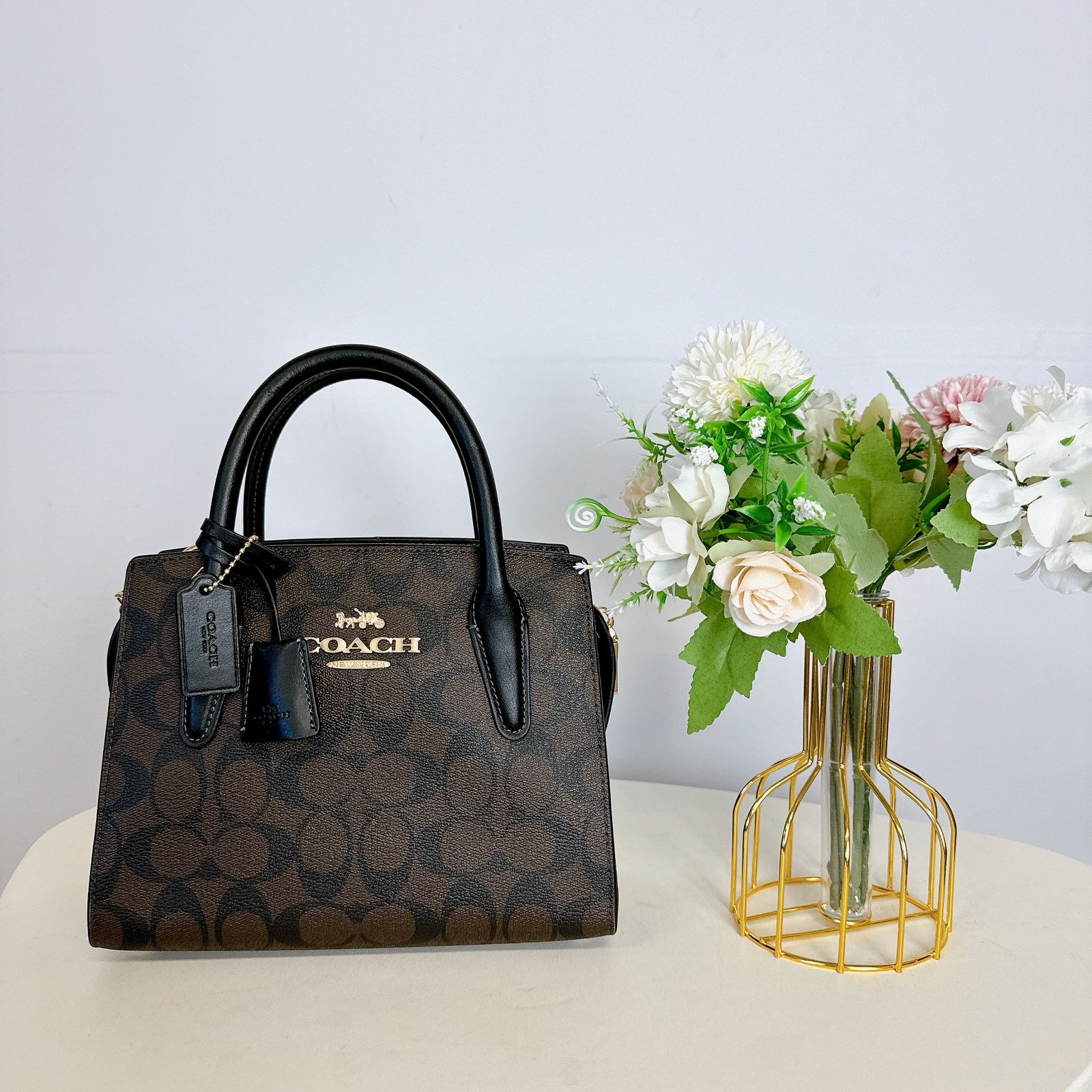 Coach Coach CP083 Andrea Carryall Bag In Signature Canvas IN Brown Size ONE SIZE - 3 Thumbnail