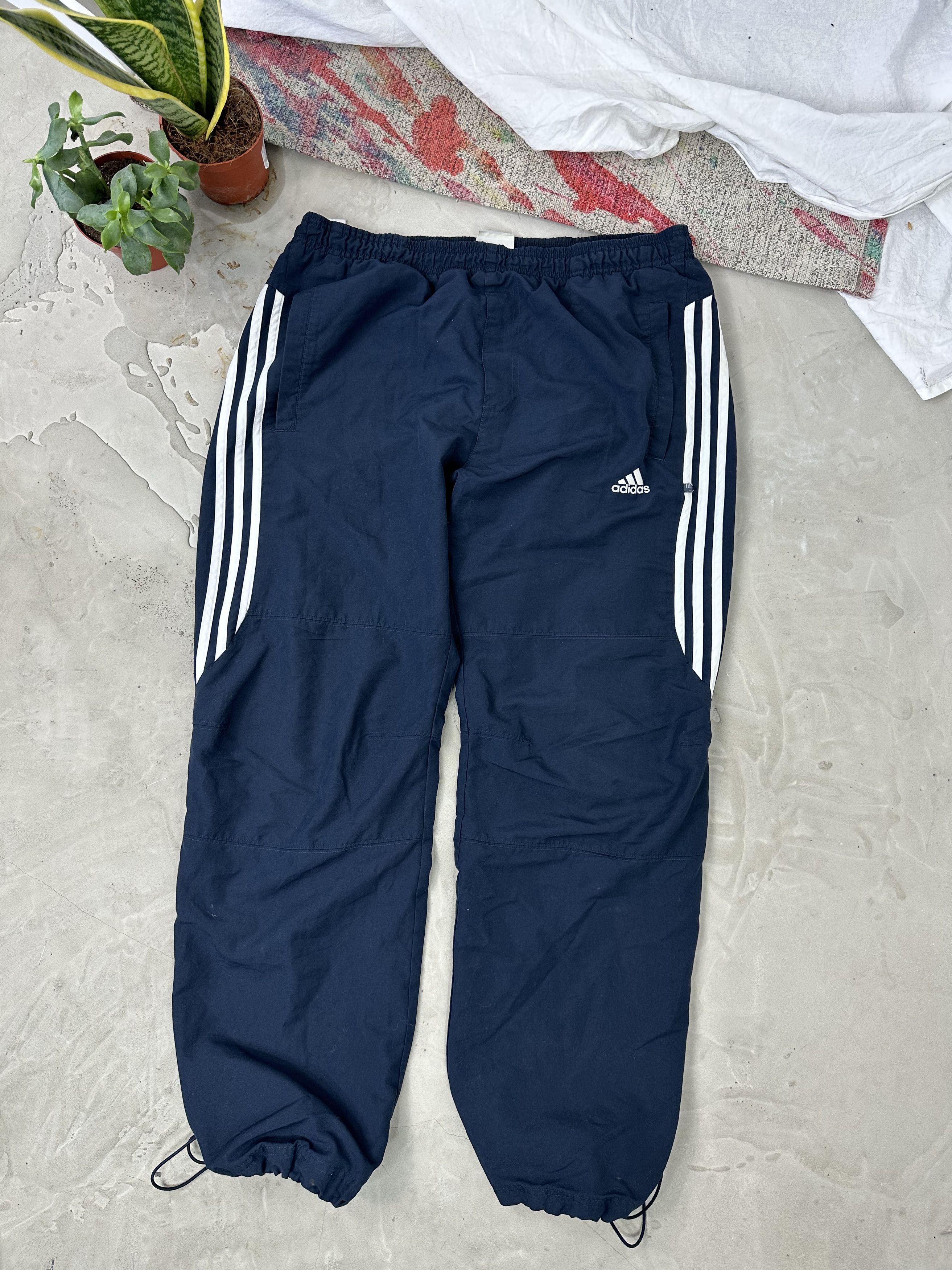 Vintage Adidas Navy Firebird Baggy Track Pants, Size Medium