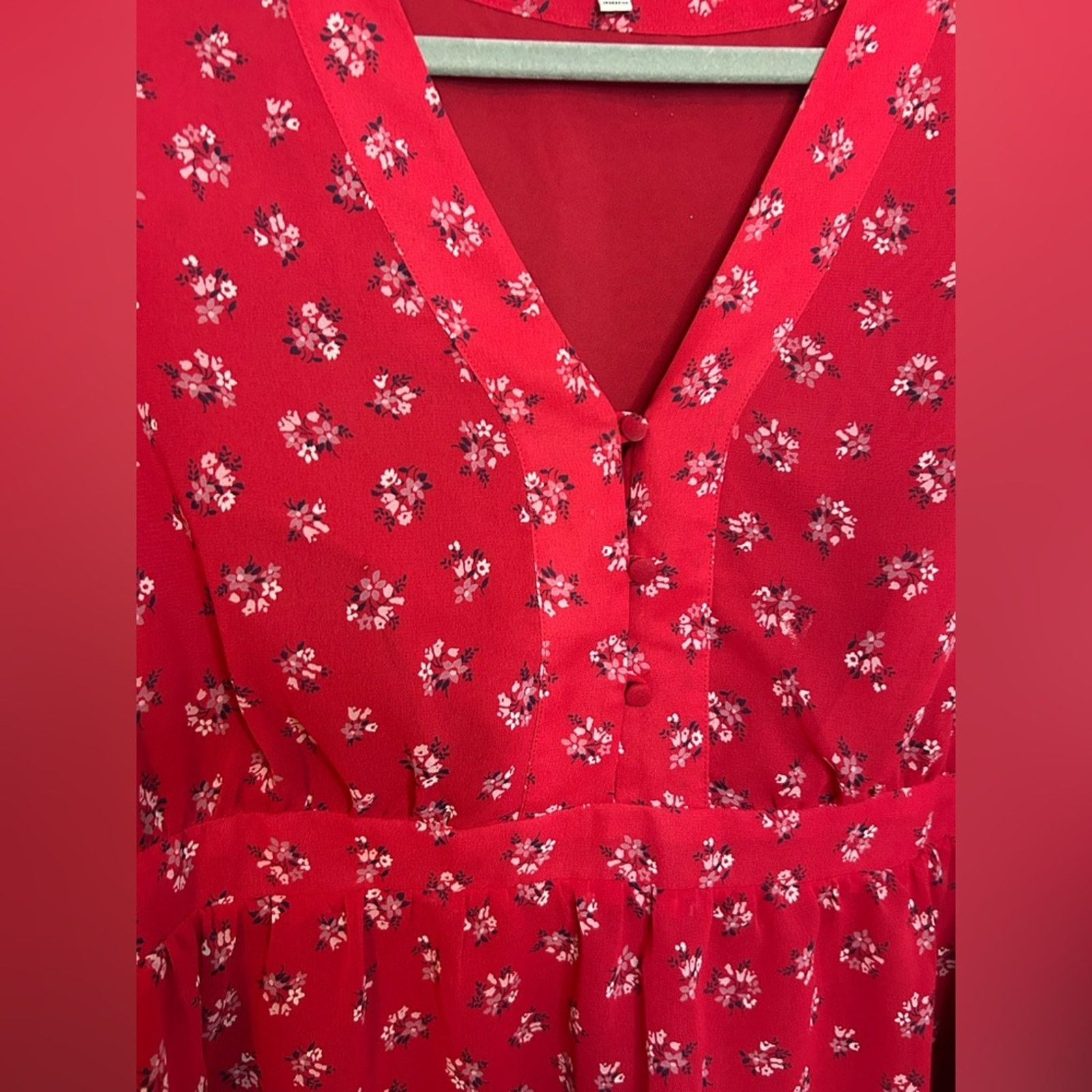 Madewell Madewell Little Lillies V-Neck Peplum Top Size XXL / US 16-18 / IT 52-54 - 6 Thumbnail