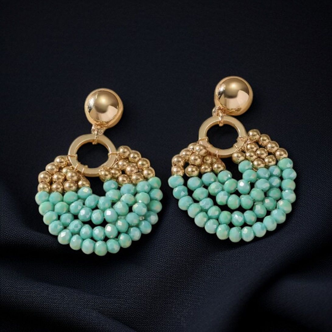 Other Gold and turquoise beaded post earrings Size ONE SIZE - 1 Thumbnail