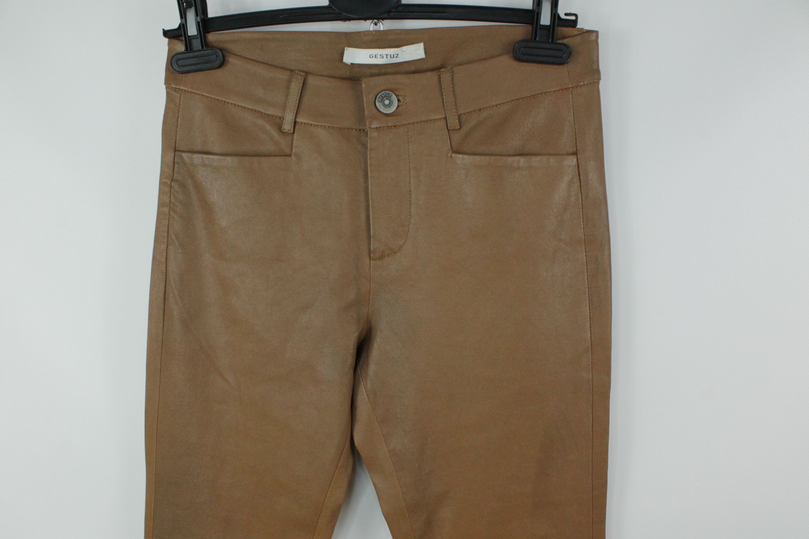 Genuine Leather × Gestuz Gestuz Desmond Brown Lamb Leather Flare Pants Size 26" / US 2 / IT 38 - 2 Thumbnail