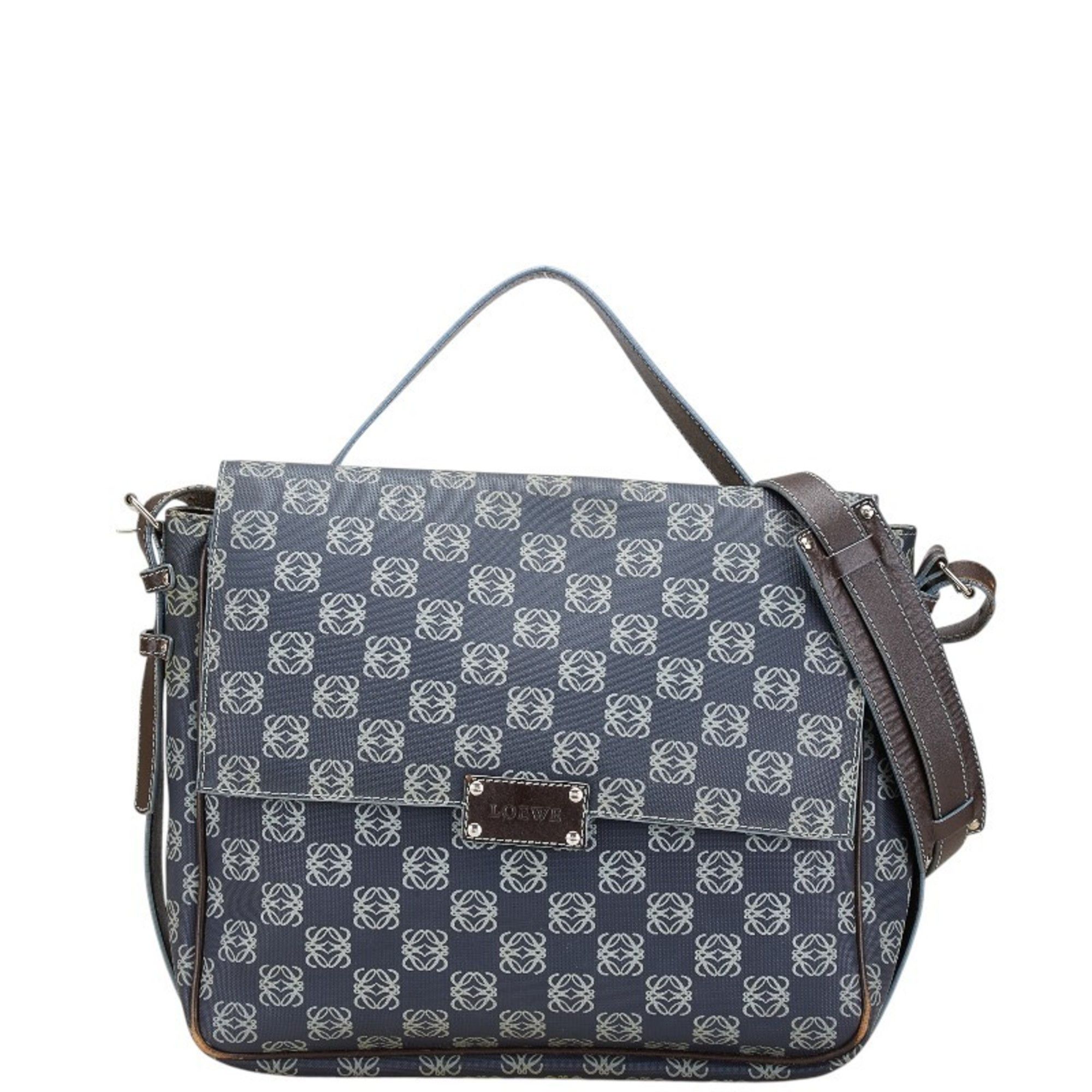Loewe LOEWE Anagram Crossbody Shoulder Bag/Messenger Bag in Navy and Gray Leather for Women Size ONE SIZE - 1 Thumbnail