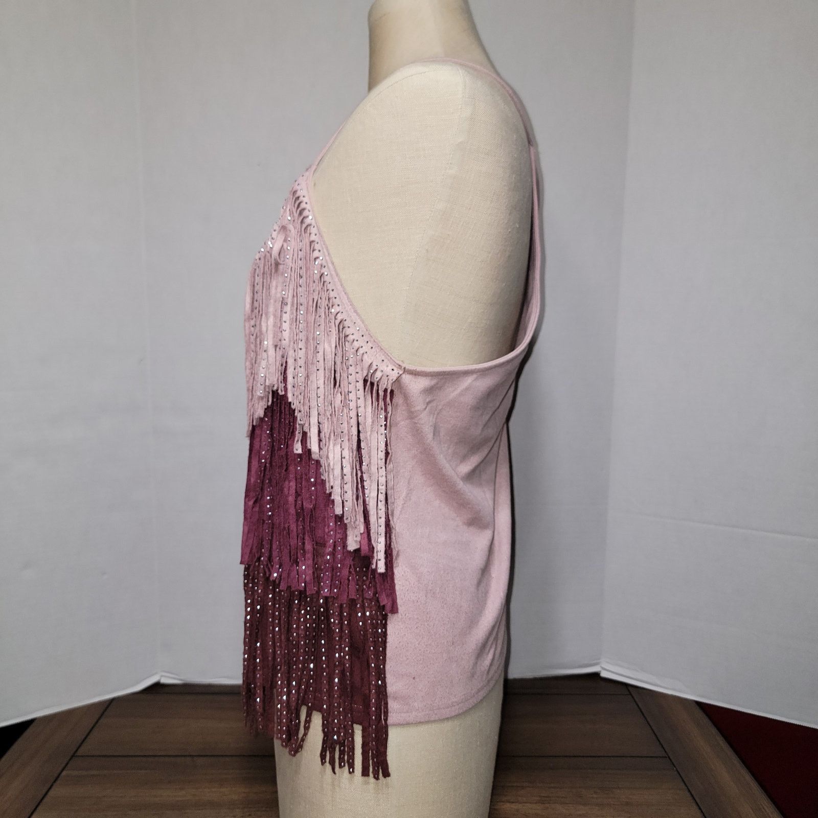 Other Main Strip Faux Suede Fringe Tank w/ Bling - Size Large Size L / US 10 / IT 46 - 3 Thumbnail