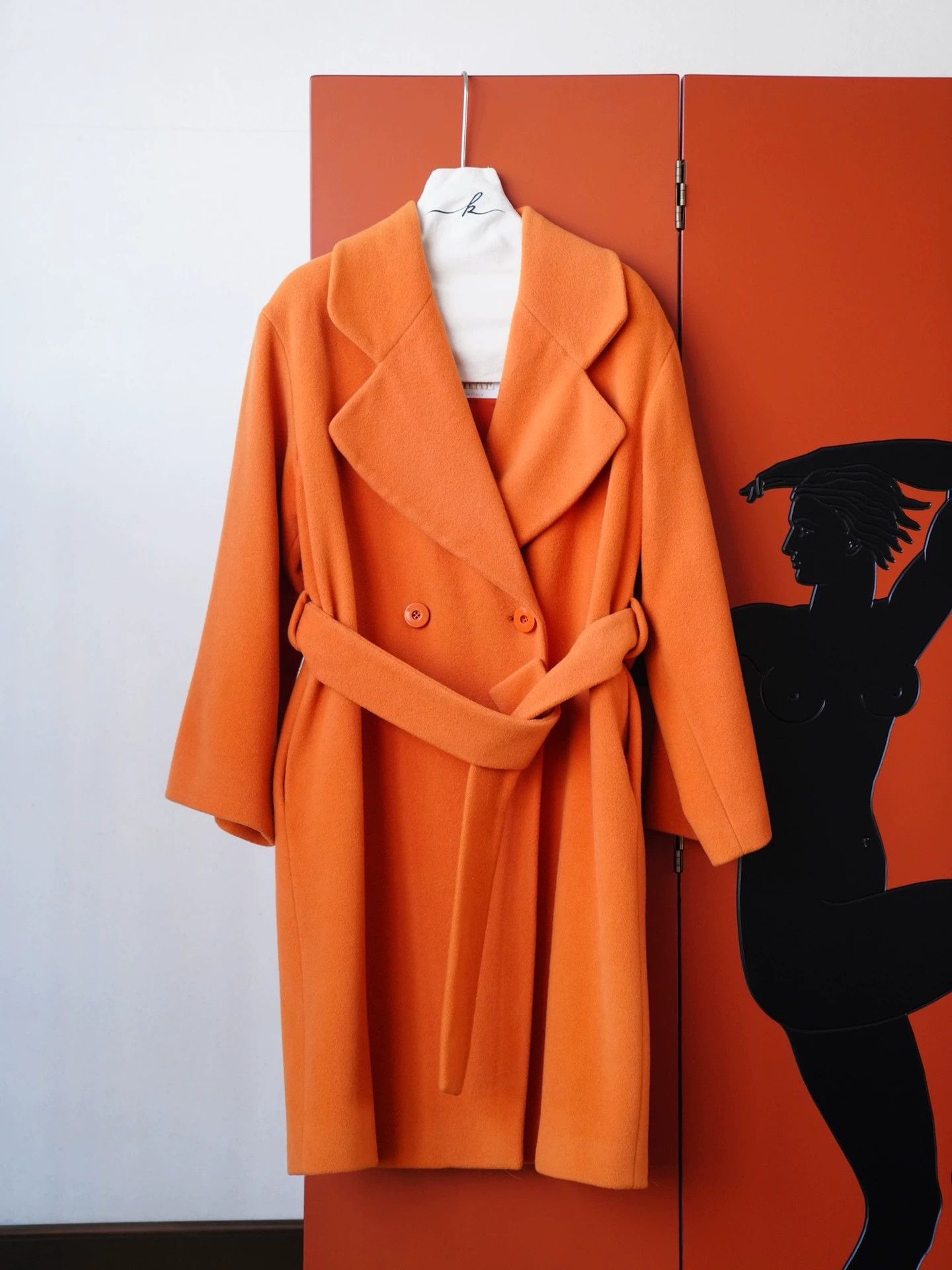 Ferre Ferre Orange Wool-Cashmere Oversized Bathrobe Coat Size XS / US 0-2 / IT 36-38 - 2 Thumbnail