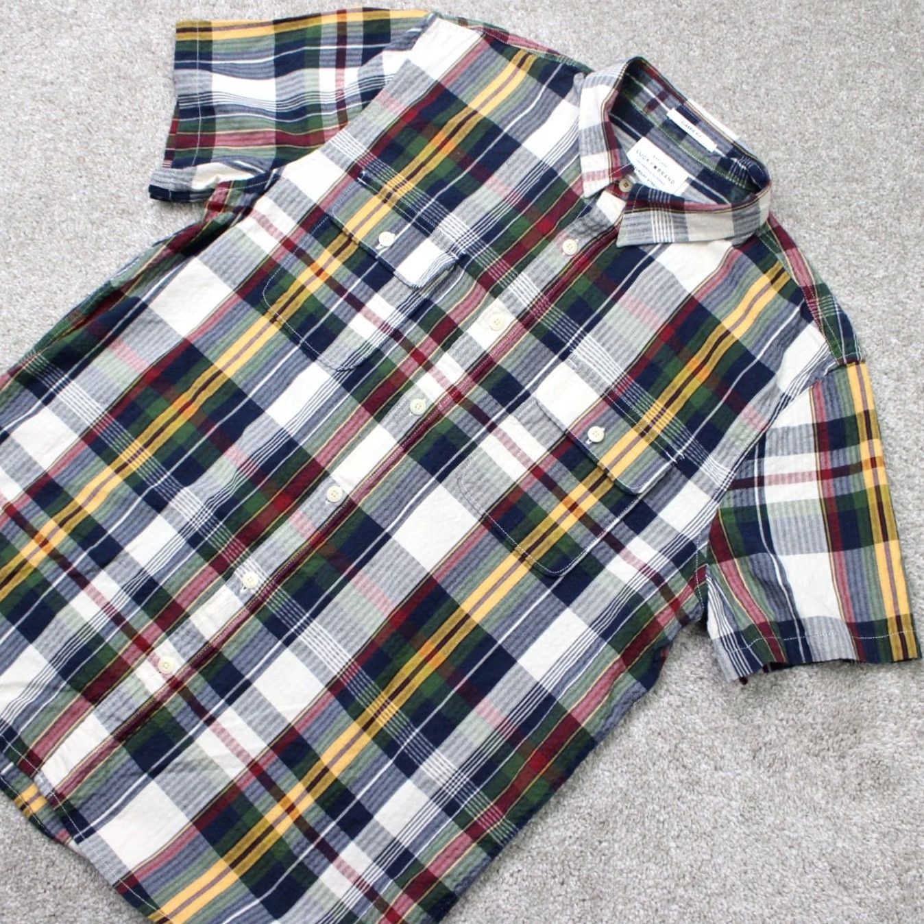 Lucky Brand Lucky Brand Shirt Men Large Colorful Saturday Stretch Classic Fit S/S Plaid Button-Up Casual Formal Workwear 90s Mens Size US L / EU 52-54 / 3 - 4 Thumbnail