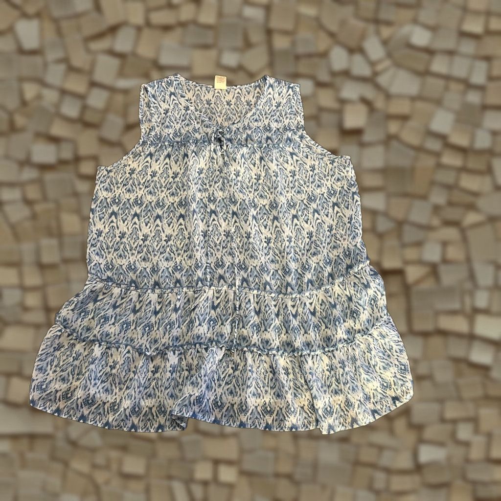 Faded Glory Faded Glory Dress Women XL Blue White Sleeveless Allover Print Casual Sundress Short Size 40" / US 18 - 1 Thumbnail