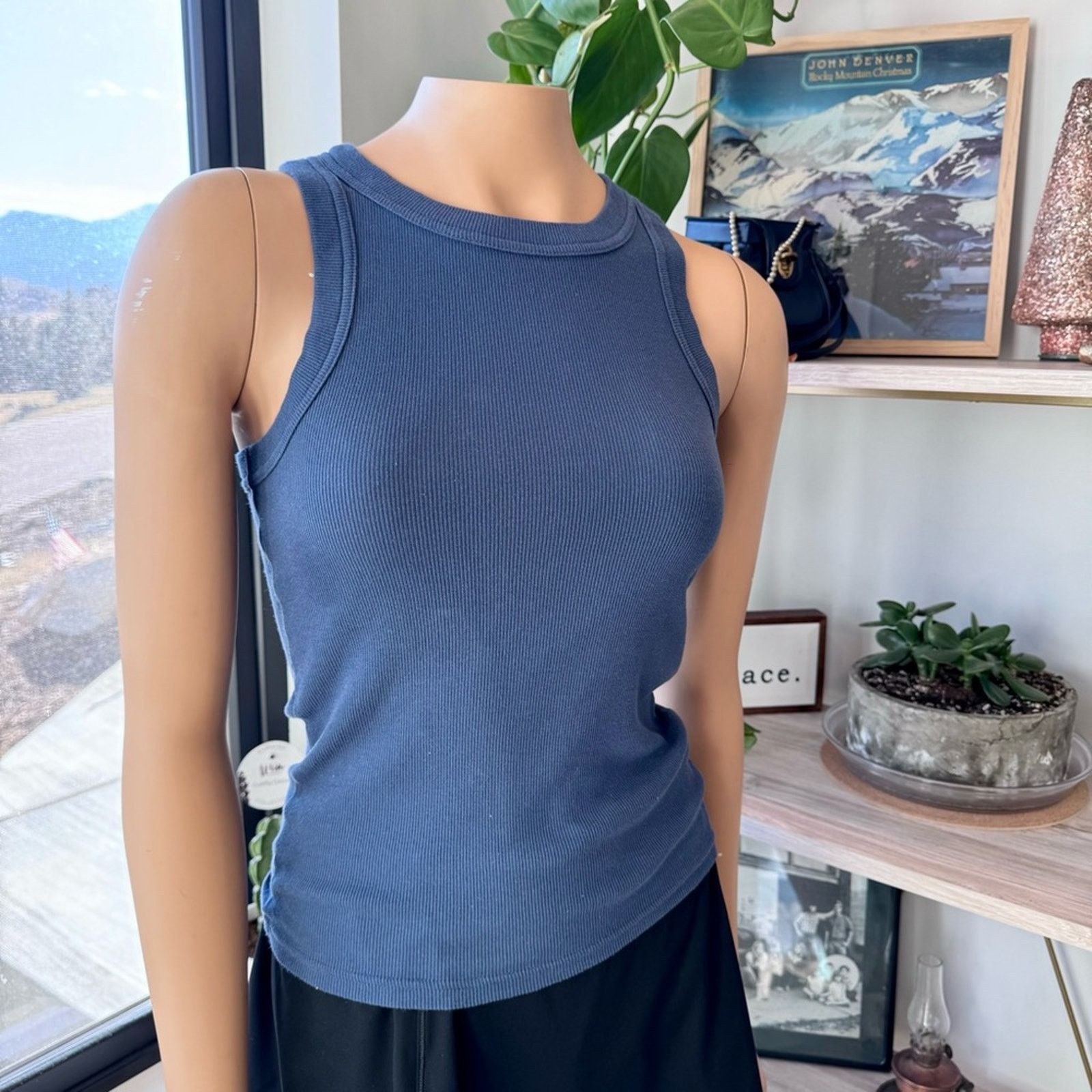 Banana Republic Banana Republic, Fitted & Ribbed Stone Blue Tank Top, XS Size XS / US 0-2 / IT 36-38 - 4 Thumbnail