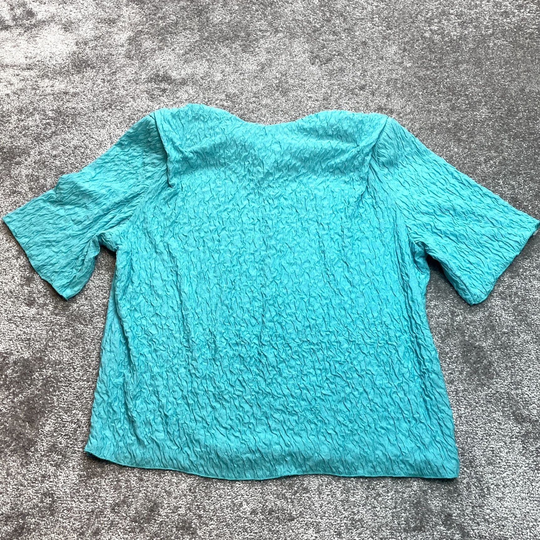Vintage VINTAGE Unbranded Blouse Jacket Top Womens 2XL Blue Short Sleeve Textured Pullover Pads Size XXL / US 16-18 / IT 52-54 - 5 Thumbnail