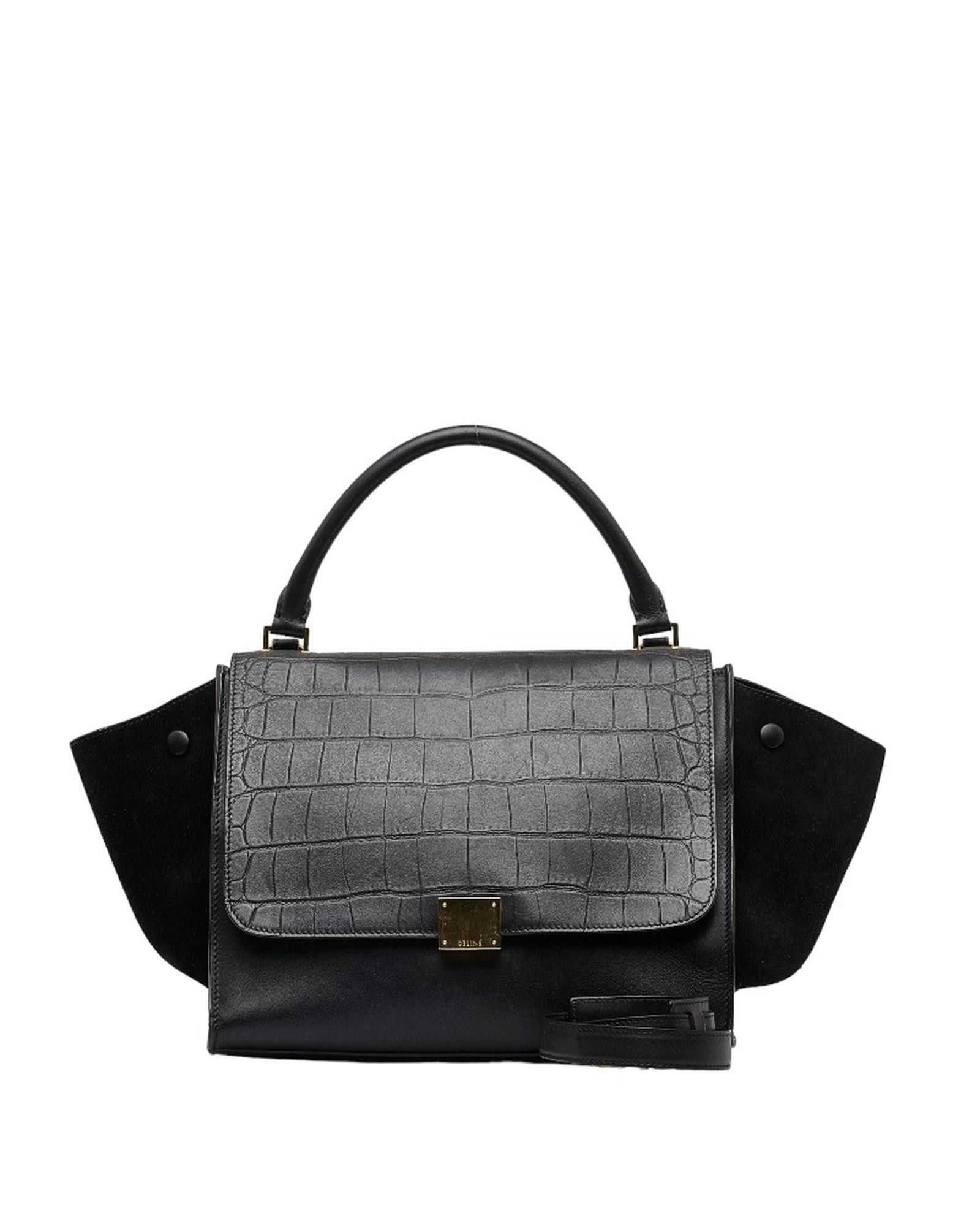 image of Celine Leather Trapeze Bag In Black, Women's