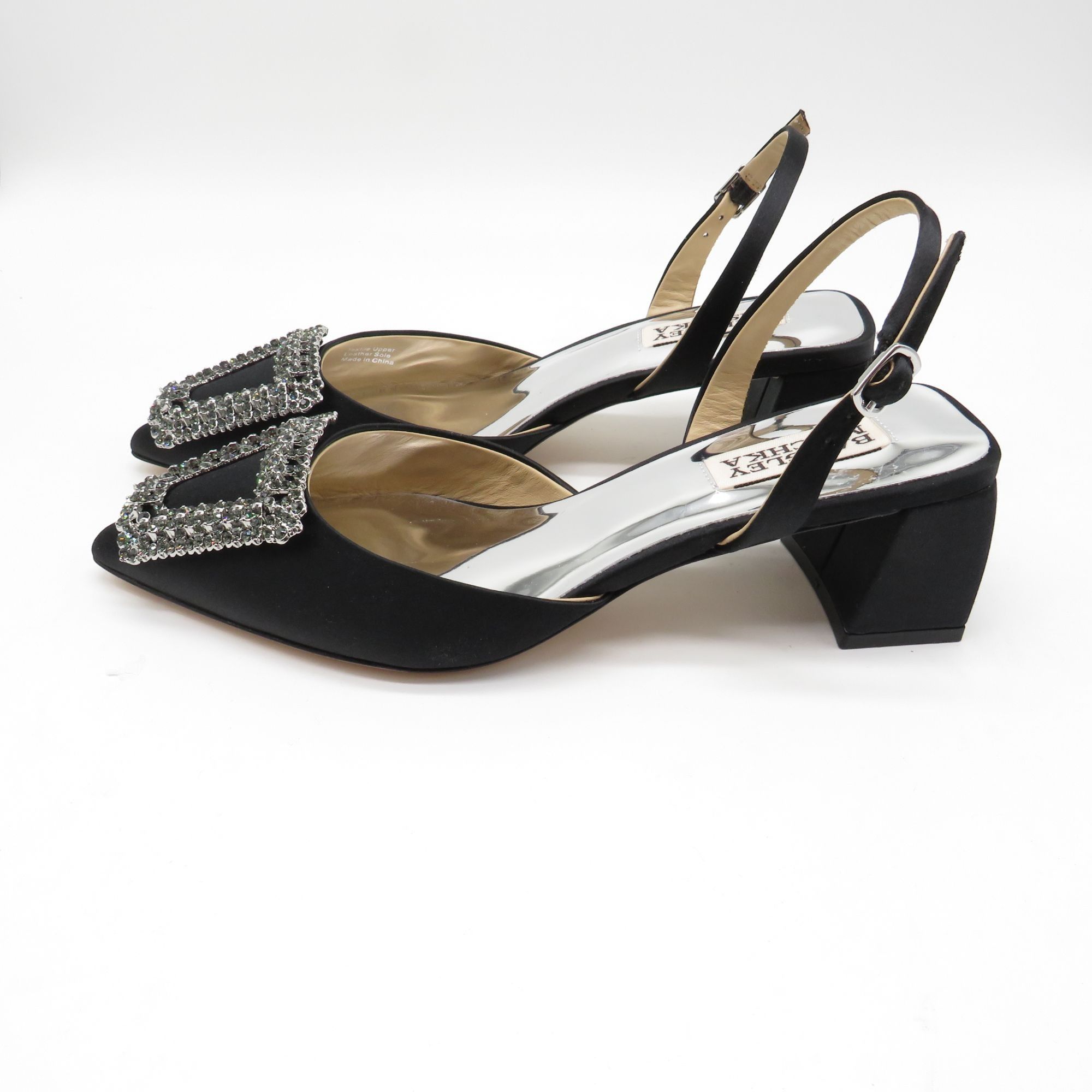 Badgley Mischka Badgley Mischka Women's Emmie Black Slingback Pumps Block He Size US 6 / IT 36 - 5 Thumbnail