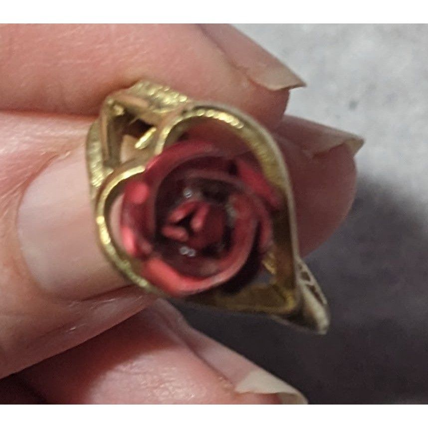 Other Vintage Open Heart Red Rose Gold Tone Fashion Ring Size 6 Size ONE SIZE - 11 Thumbnail