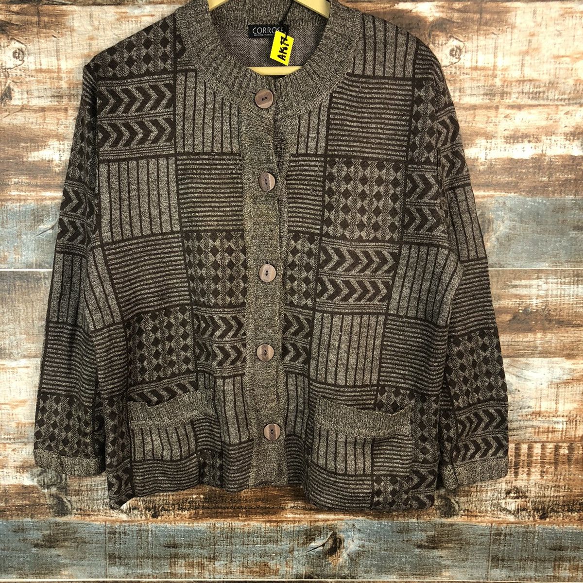 Homespun Knitwear × Japanese Brand Collosse Brown Patterned Cardigans Knitwear #A1877 Size M / US 6-8 / IT 42-44 - 3 Thumbnail