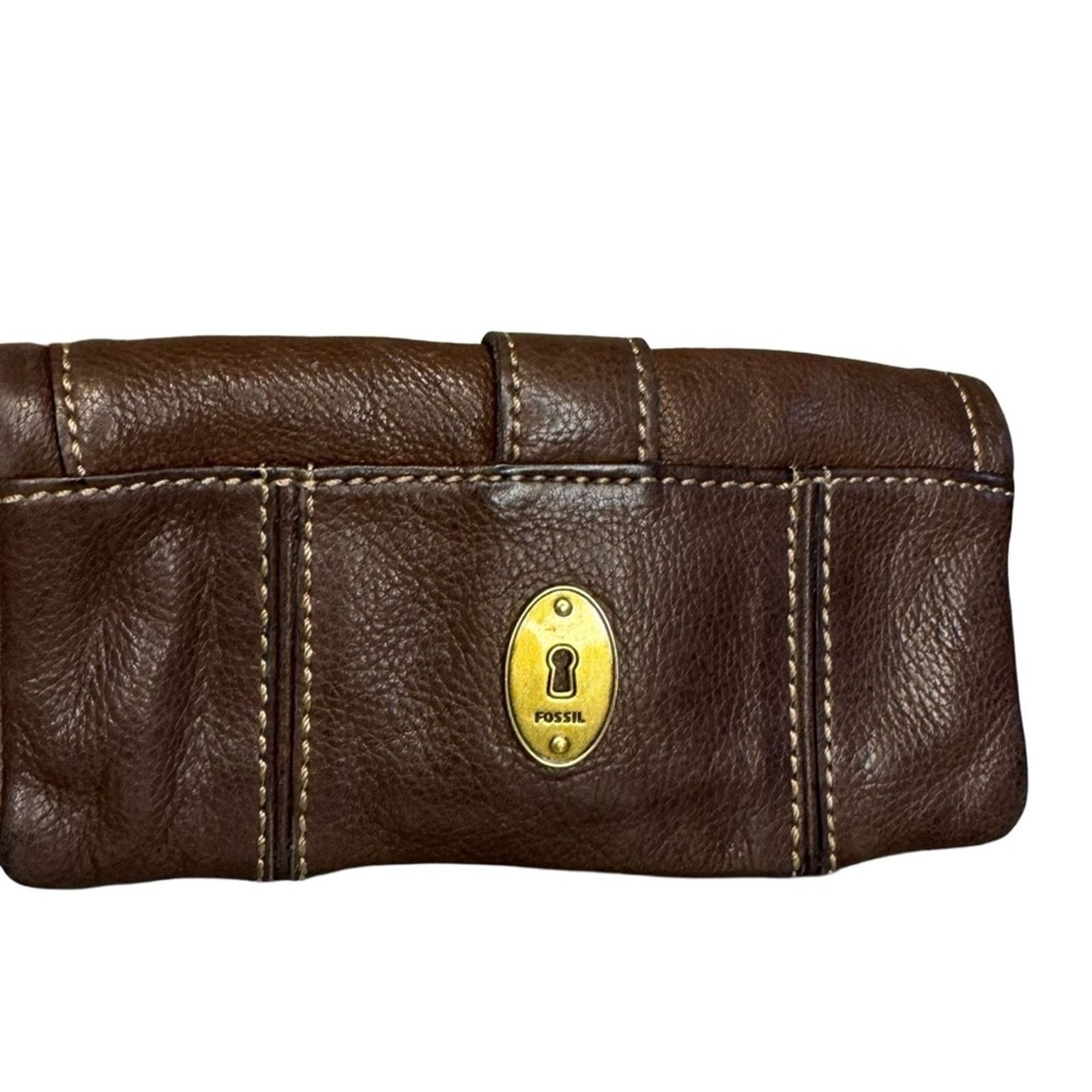Fossil Vintage Fossil Brown Pebbled Leather Snap Long Wallet Size ONE SIZE - 3 Thumbnail