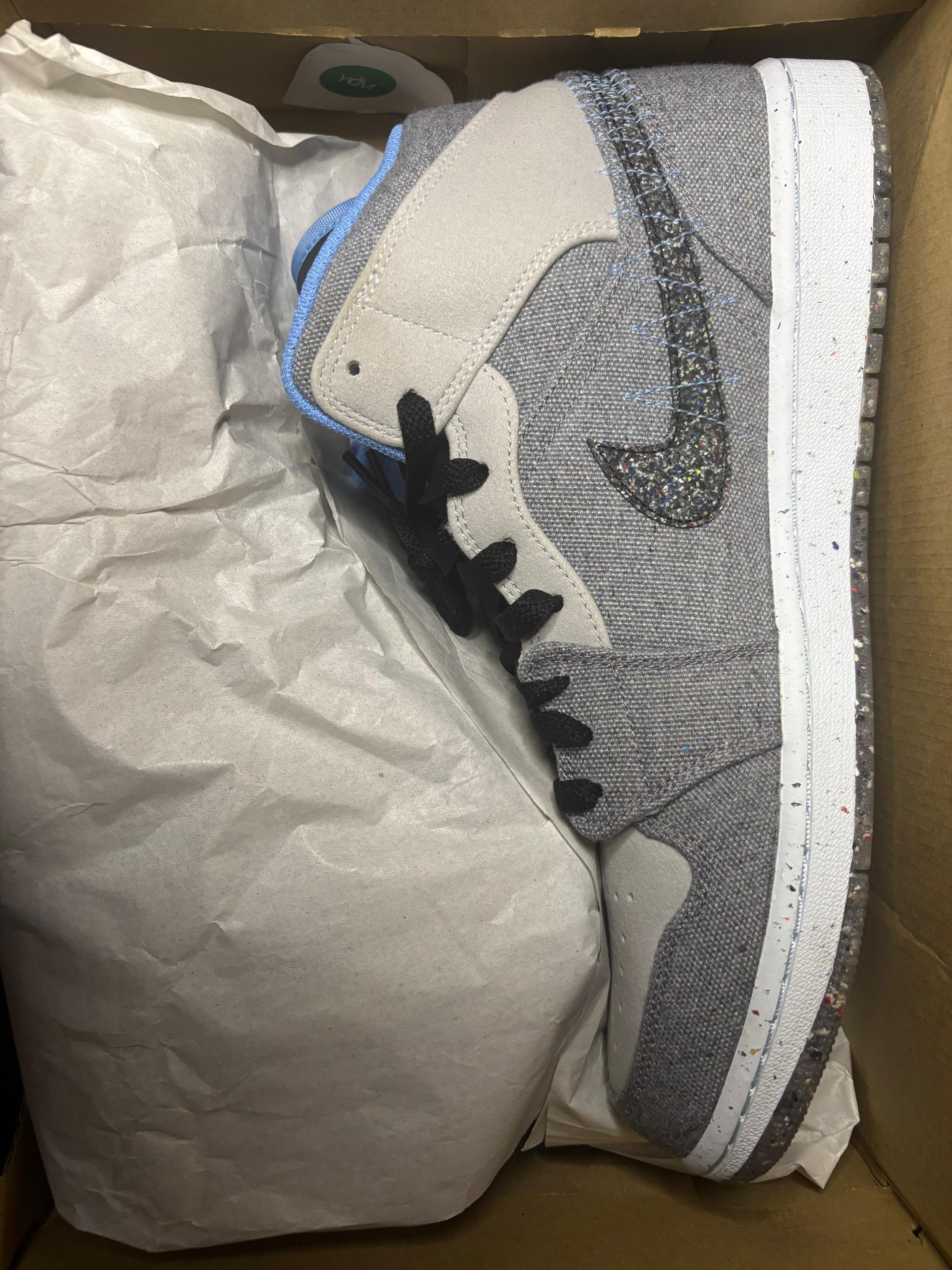 Jordan Brand Nike Air Jordan 1 Mid Crater Grey University Blue Size US 11 / EU 44 - 9 Thumbnail