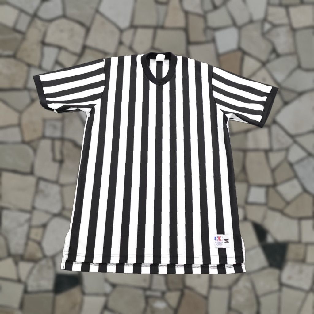 Vintage Cliff Keen Athletic Referee Shirt Black White Striped V Neck Medium Canada Mens Size US M / EU 48-50 / 2 - 1 Thumbnail