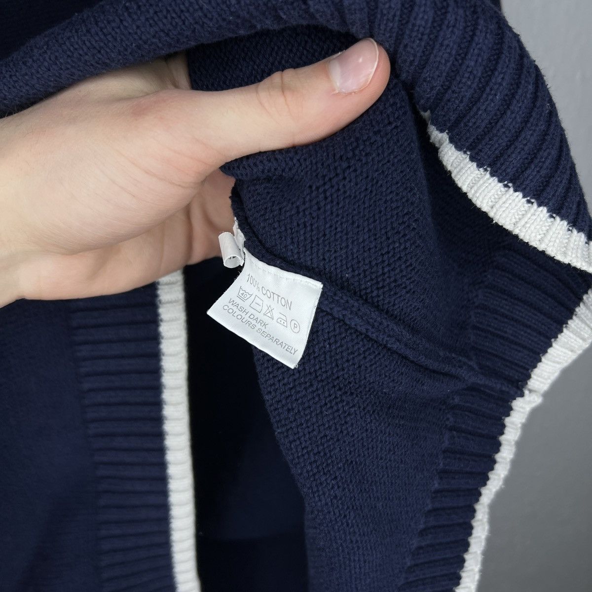 Yves Saint Laurent Yves Saint Laurent YSL Jumper Sweater Knitwear Navy Beige Size US XL / EU 56 / 4 - 5 Thumbnail