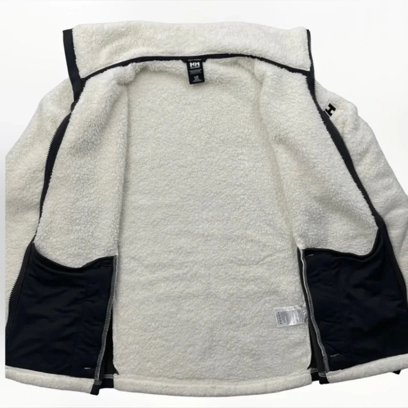 Helly Hansen Helly Hansen cream/black fleece mock neck ski jacket, size L Size L / US 10 / IT 46 - 6 Thumbnail