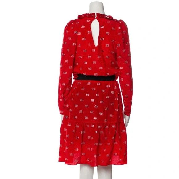 Balenciaga o1y0625 Logo Midi Dress in Red Size M / US 6-8 / IT 42-44 - 3 Thumbnail