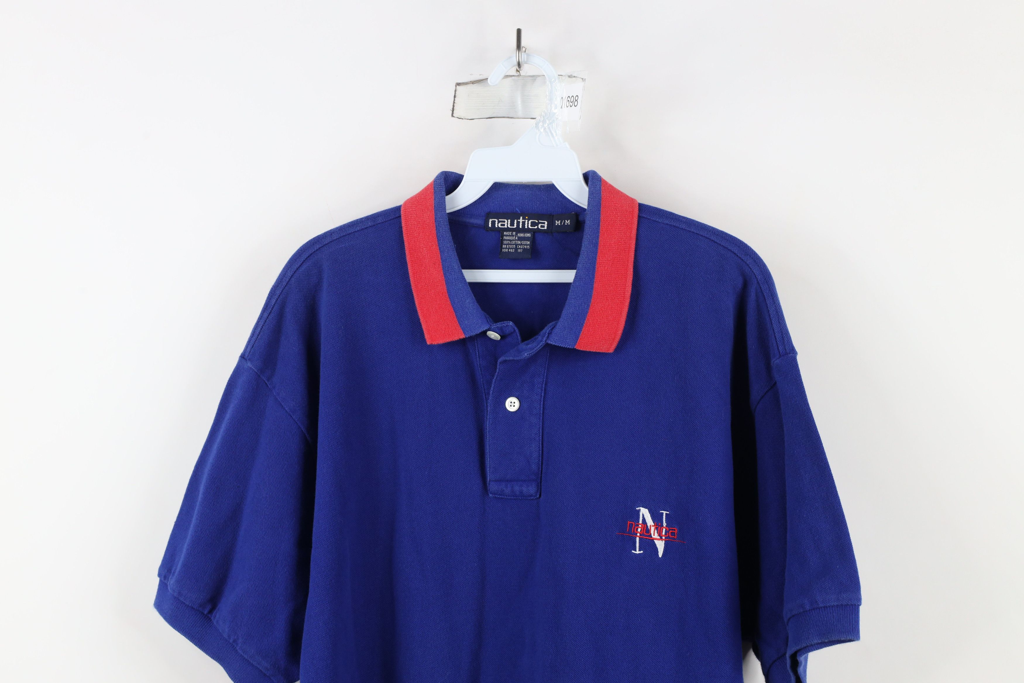 Nautica × Vintage Vintage 90s Nautica Out Short Sleeve Polo Shirt Blue Size US M / EU 48-50 / 2 - 2 Thumbnail