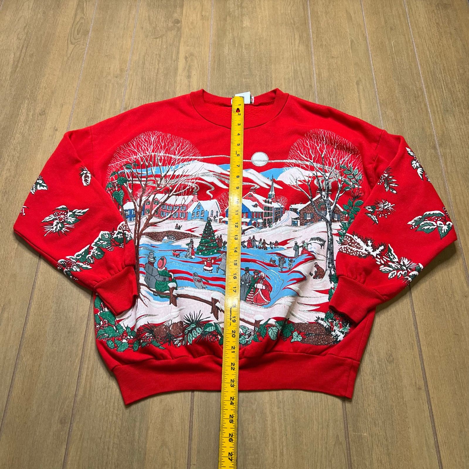 Vintage Vintage 90s Holiday Sweater Sz Medium Red Crewneck AOP Size M / US 6-8 / IT 42-44 - 7 Thumbnail