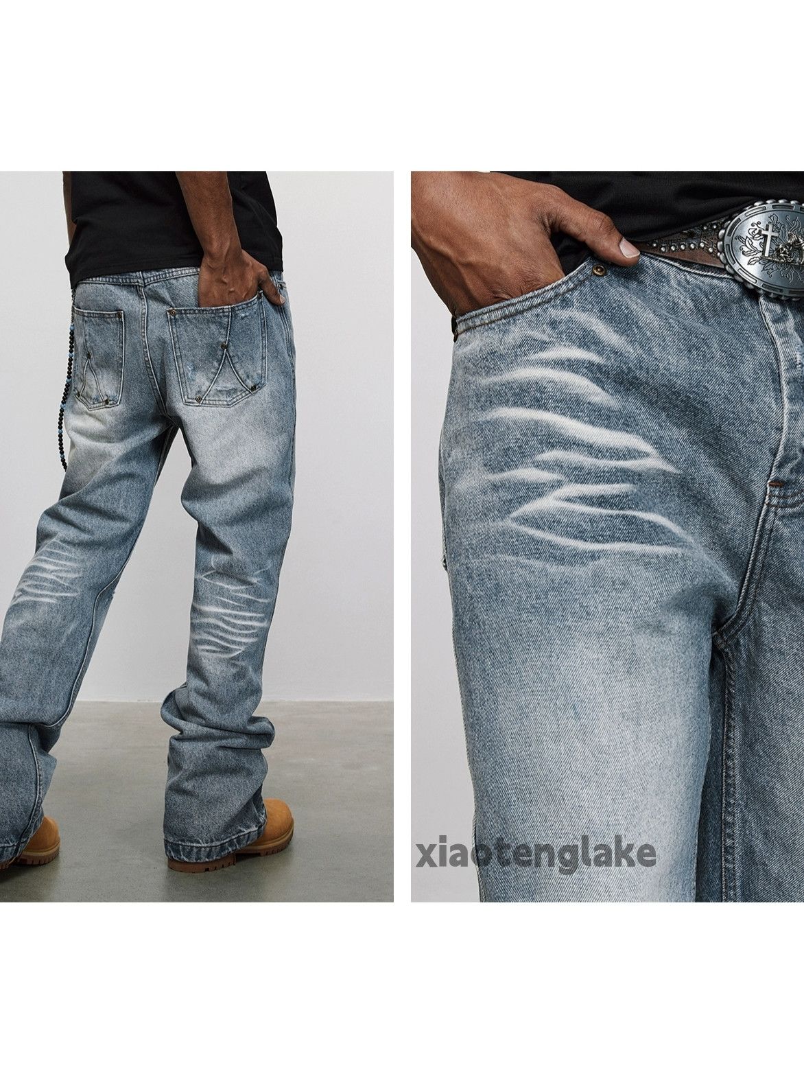 Jean × Vintage washed faded cleanfit yuppie bootcut damaged jeans Size US 36 / EU 52 - 2 Thumbnail