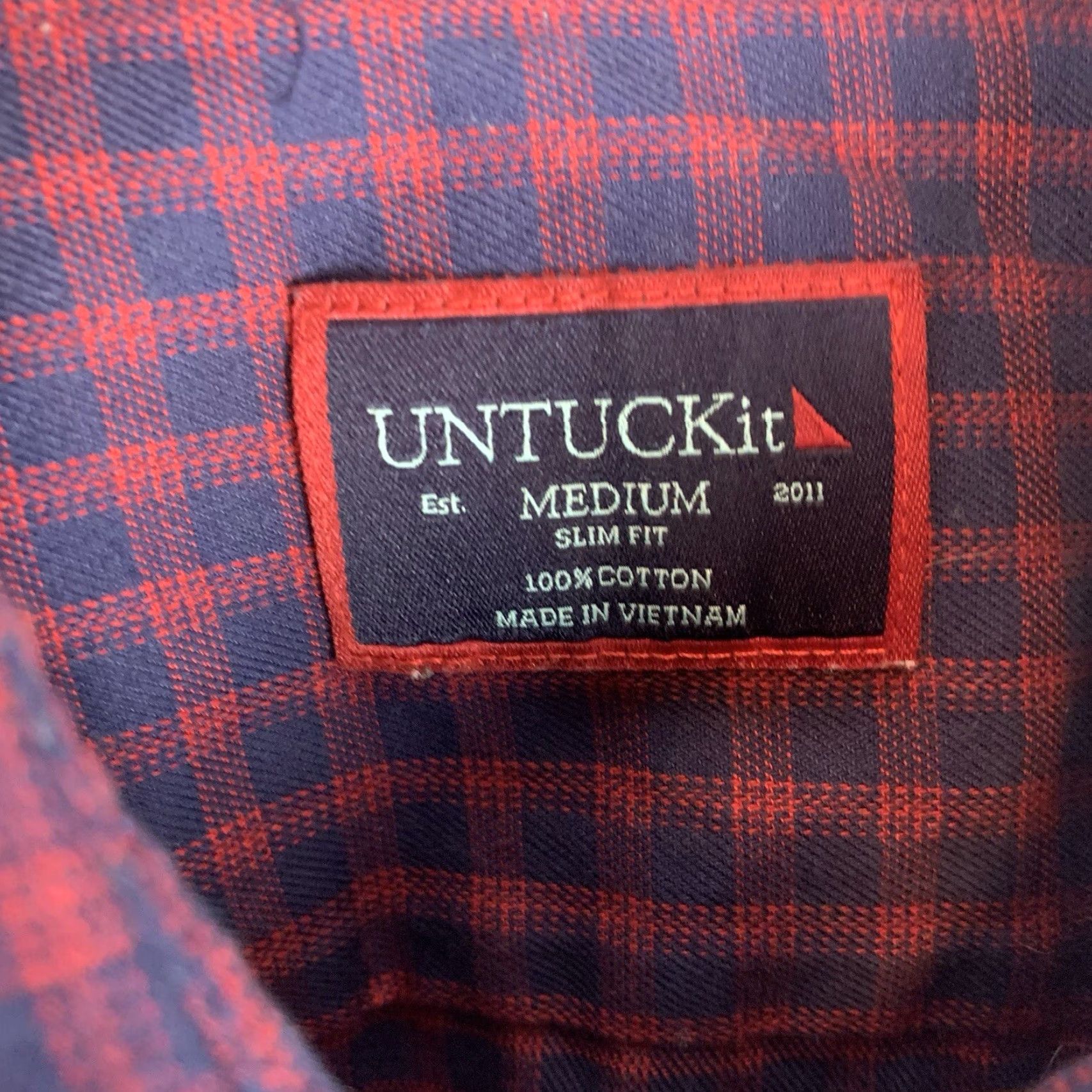 UNTUCKit UNTUCKit Shirt Mens M Slim Check Red Andretti Long Sleeve Button-Up Collared Classic Preppy Colorful Slimming Boy? Size US M / EU 48-50 / 2 - 4 Thumbnail