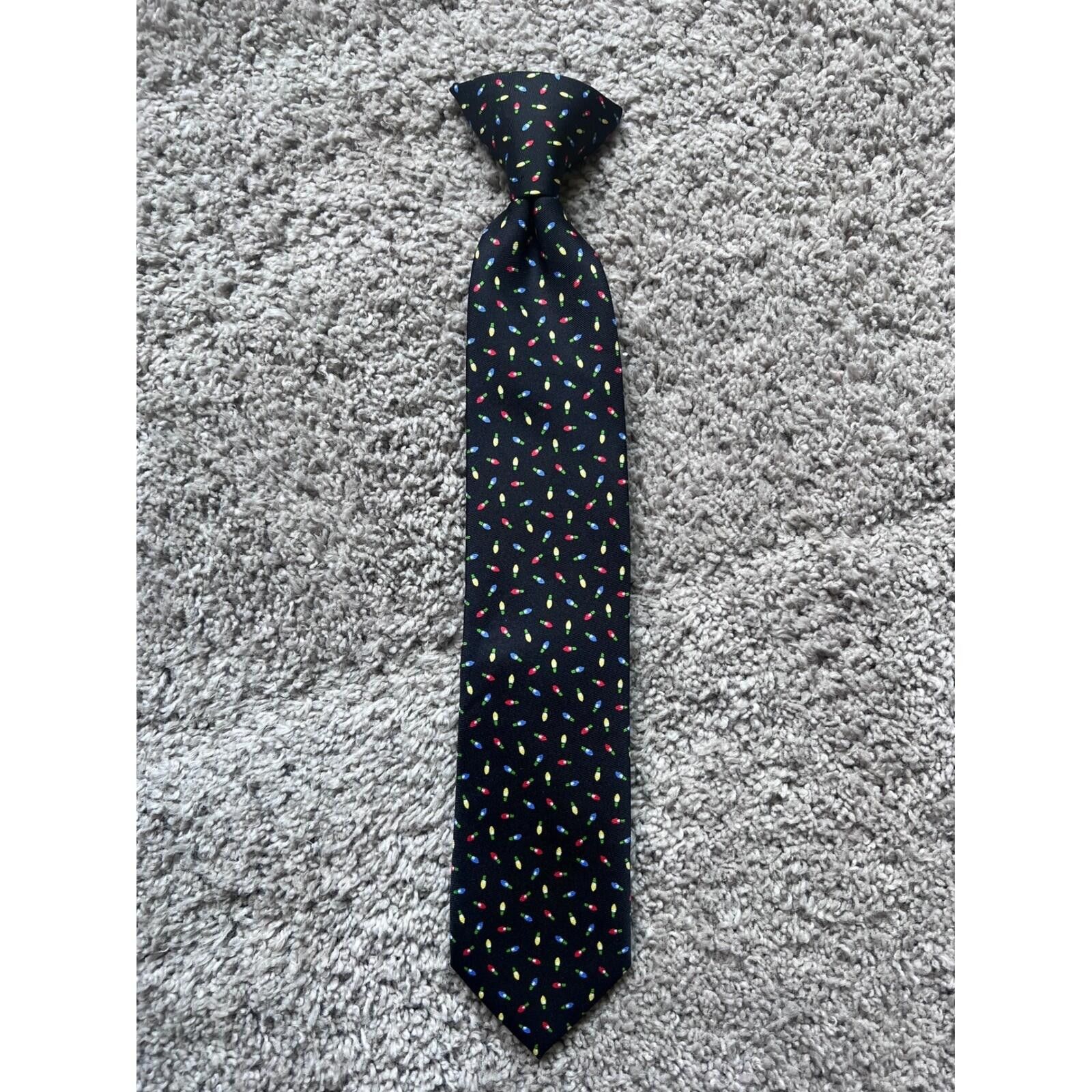 Other Wembley Boys Christmas Clip-On Tie Black Holiday Light Bulbs Size ONE SIZE - 1 Thumbnail