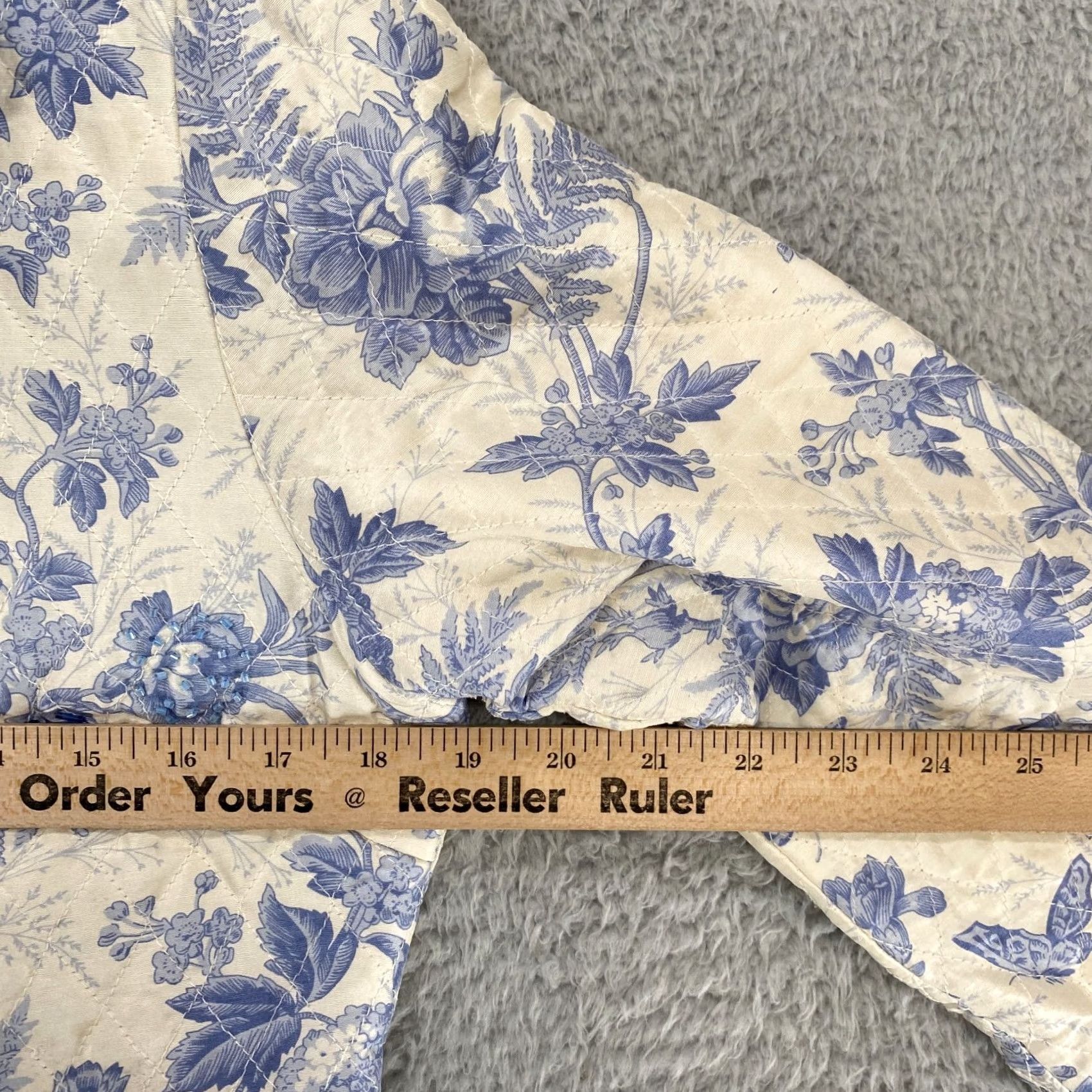 Vintage VINTAGE Carole Little Silk Quilted Jacket Womens Small Blue Floral Cottagecore 90s PRairie Y2K Casual Size S / US 4 / IT 40 - 5 Thumbnail