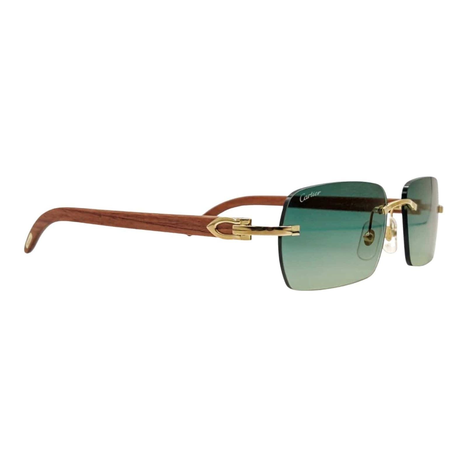image of Cartier C Decor Wood Frames Glasses Gold Brown, Men's
