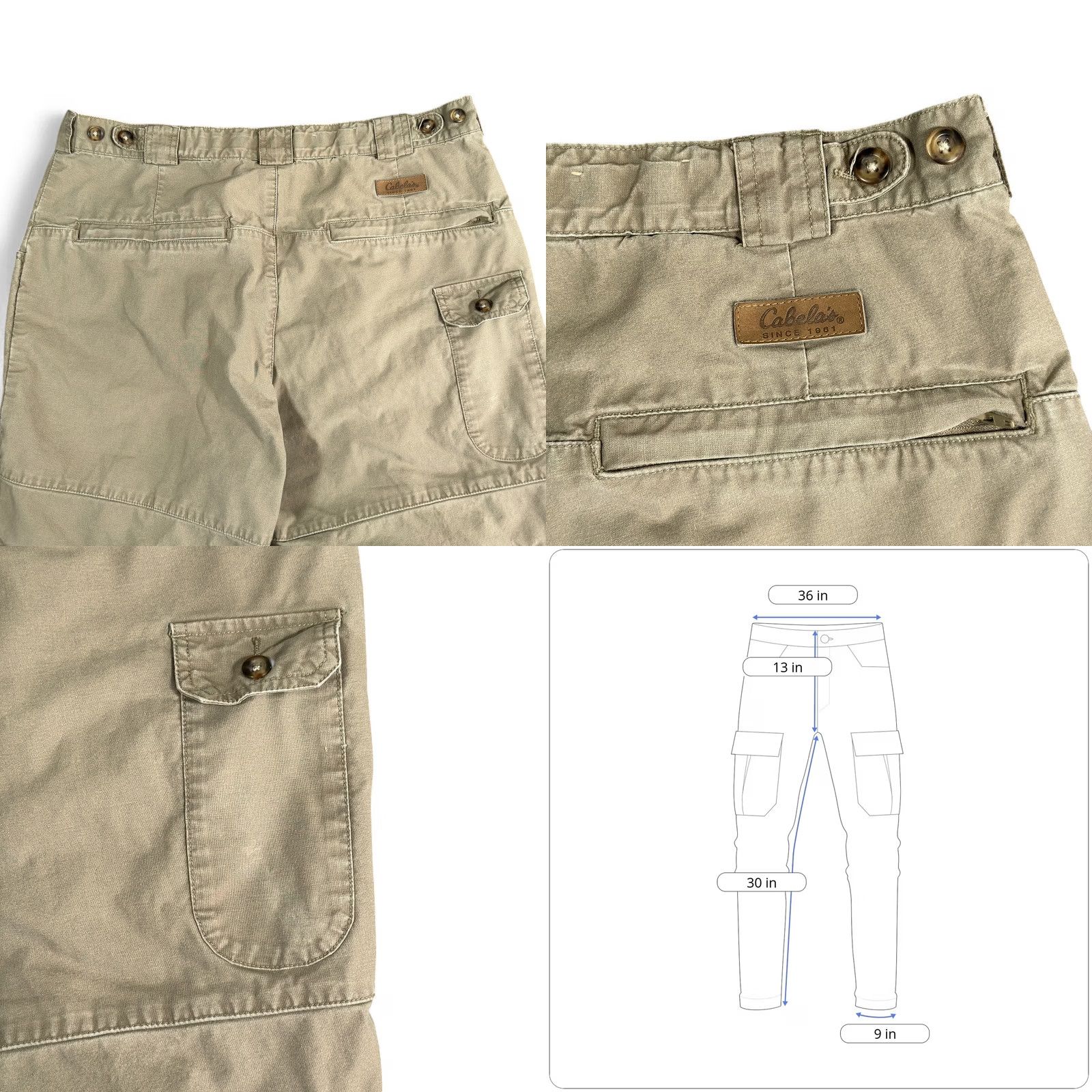 Vintage VINTAGE Cabela's Cargo Pants Mens 36x30 Brown Khaki Convertible Zip Pants Hiking Outdoor Y2K Mens Size US 36 / EU 52 - 8 Thumbnail