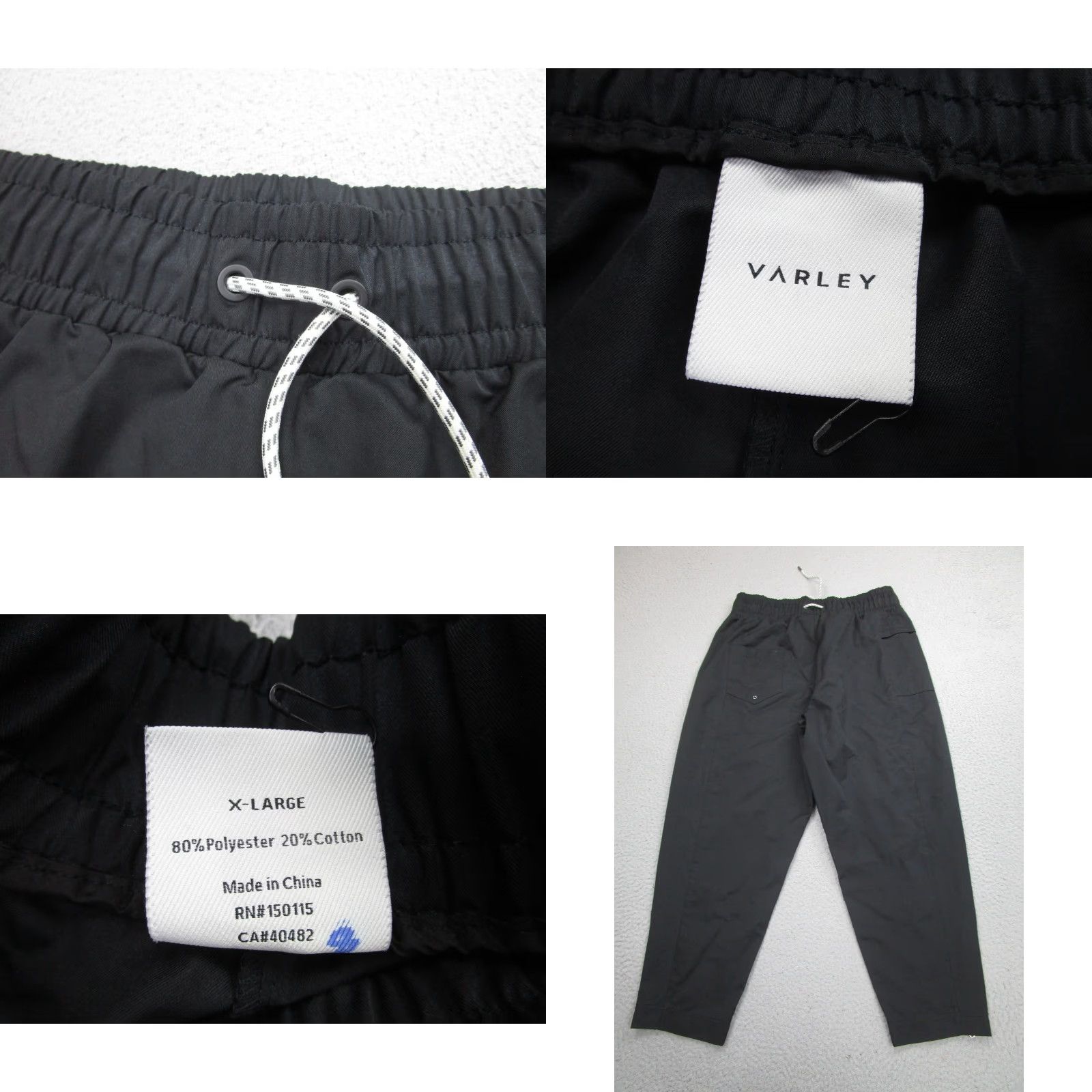 Varley Varley Pants Mens XL Zip Ankle Drawstring Athletic Cargo Pocket Polyester Casual Black Size US 36 / EU 52 - 8 Thumbnail