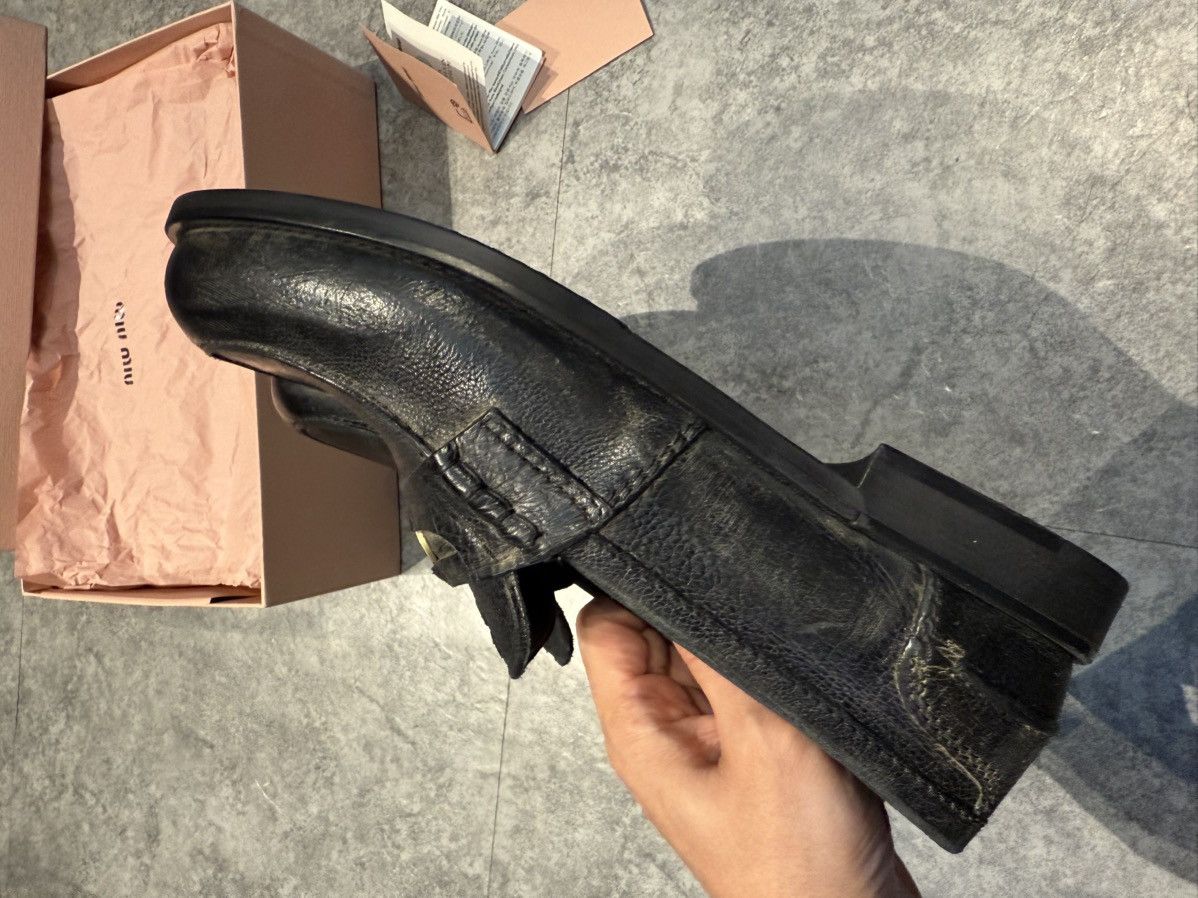 Miu Miu MIU MIU Embellished effect leather penny loafers Size US 12 / IT 42 - 4 Thumbnail