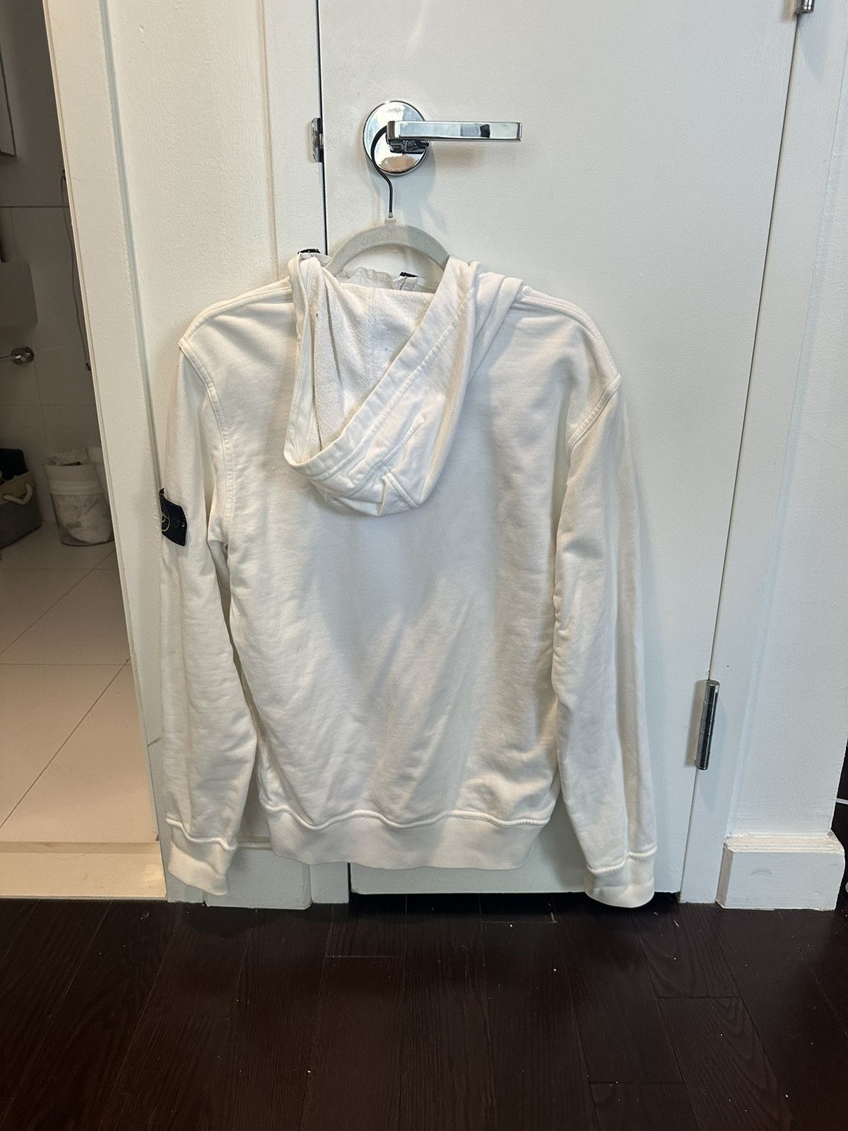 Stone Island Asymmetric Zip White Hoodie Size US M / EU 48-50 / 2 - 6 Thumbnail