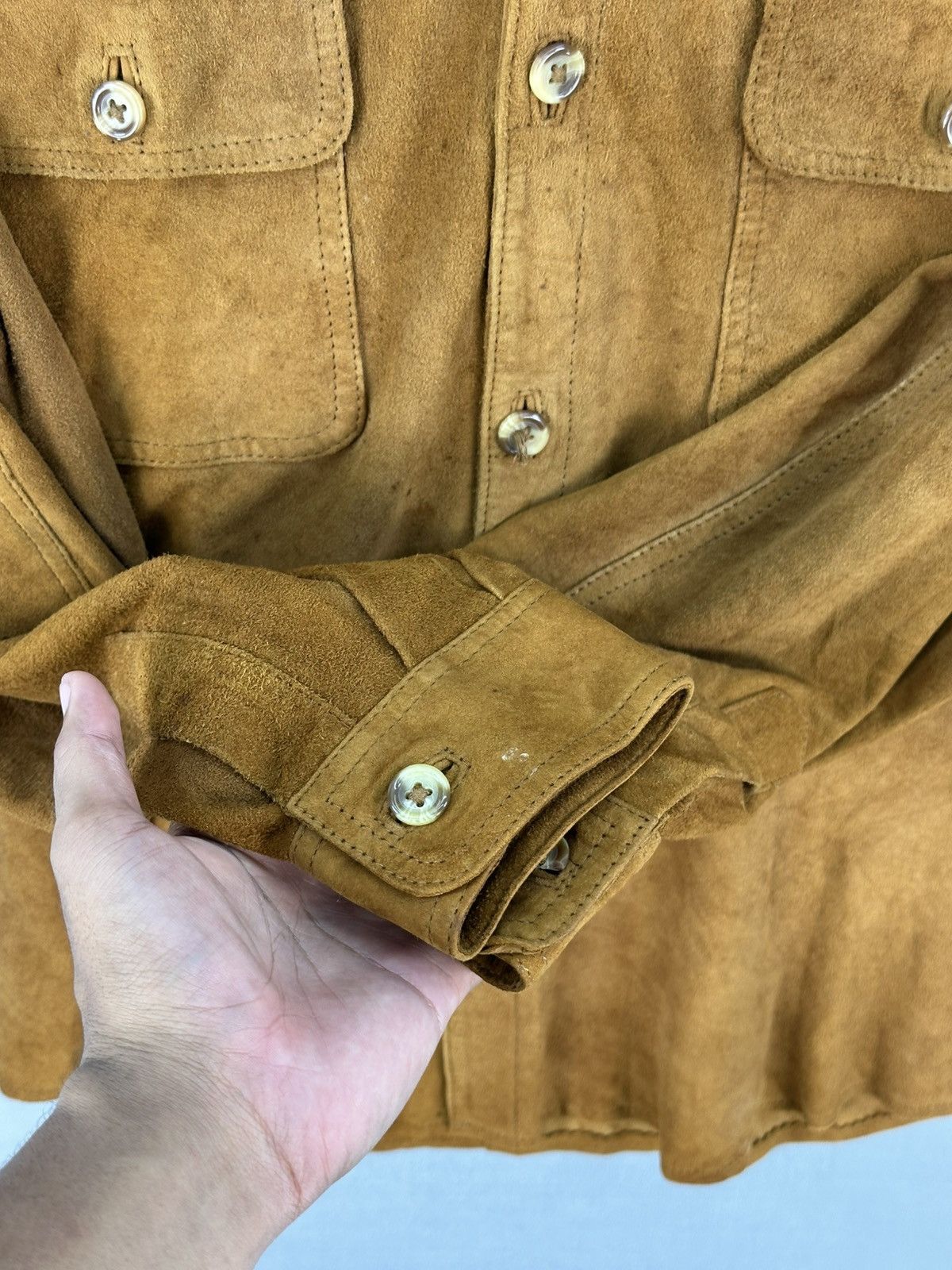 Japanese Brand Enzo Rossi Milano Flannel Shirt Lamb Skin Leather Jacket Size US M / EU 48-50 / 2 - 11 Thumbnail