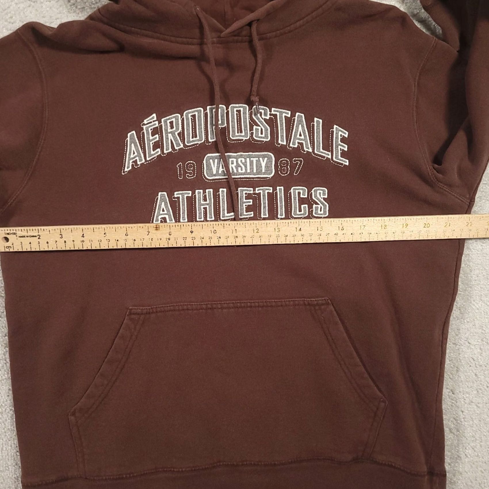 Aeropostale VINTAGE Aeropostale Athletics Hoodie Mens Medium Brown 90s Skater Pullover Hooded Pockets Long Sleeve Drawstring Regular Cotton Size US M / EU 48-50 / 2 - 3 Thumbnail