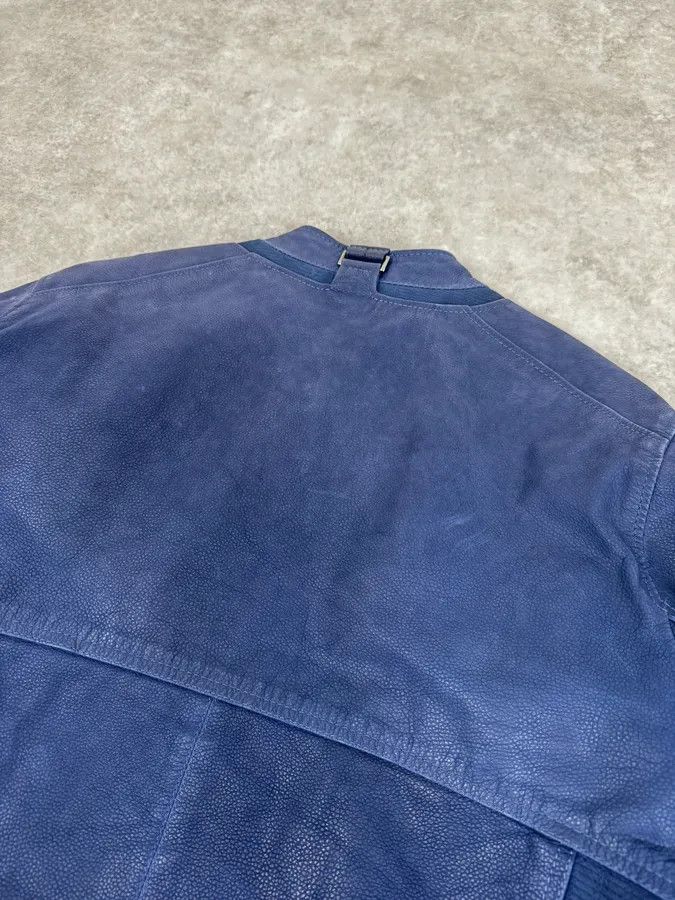 Versace 2000s Versace Navy Biker Leather Jacket Size US M / EU 48-50 / 2 - 6 Thumbnail