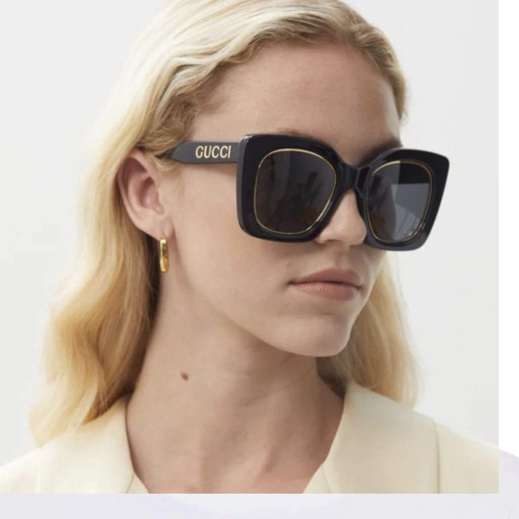 Gucci NEW Gucci GG1151S 001 Cat Eye Oversized Unisex Sunglasses Size ONE SIZE - 10 Thumbnail