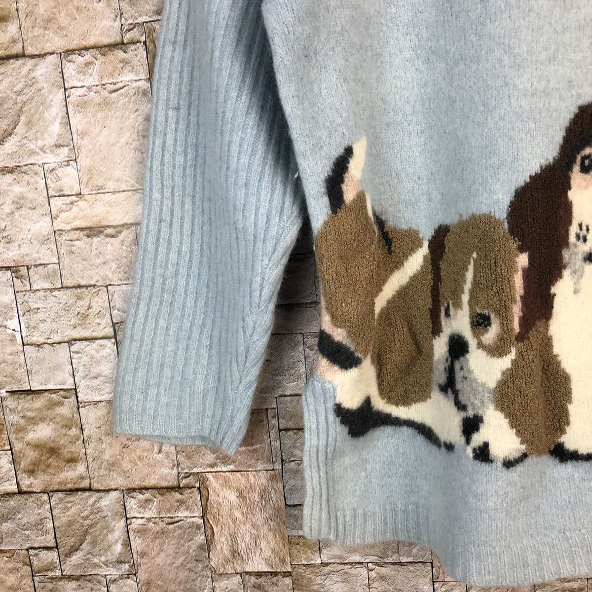 Homespun Knitwear × Japanese Brand Cadornafiore puppy dog Blue vintage Knitwear #A1064 Size XS / US 0-2 / IT 36-38 - 7 Thumbnail