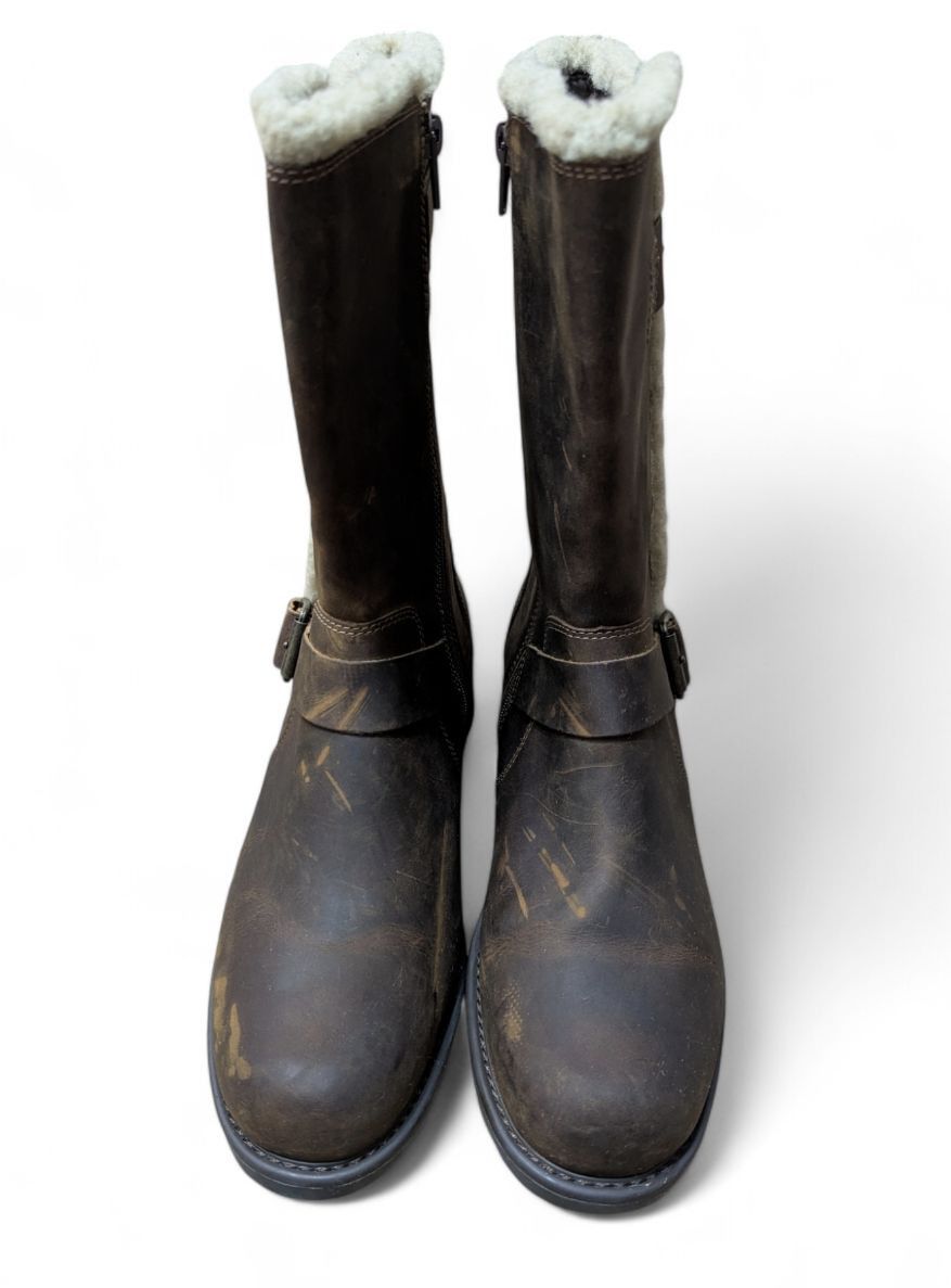 Clarks CLARKS Engineer Boots Biker Boots Fur Trimmed Size US 8.5 / IT 38.5 - 13 Thumbnail
