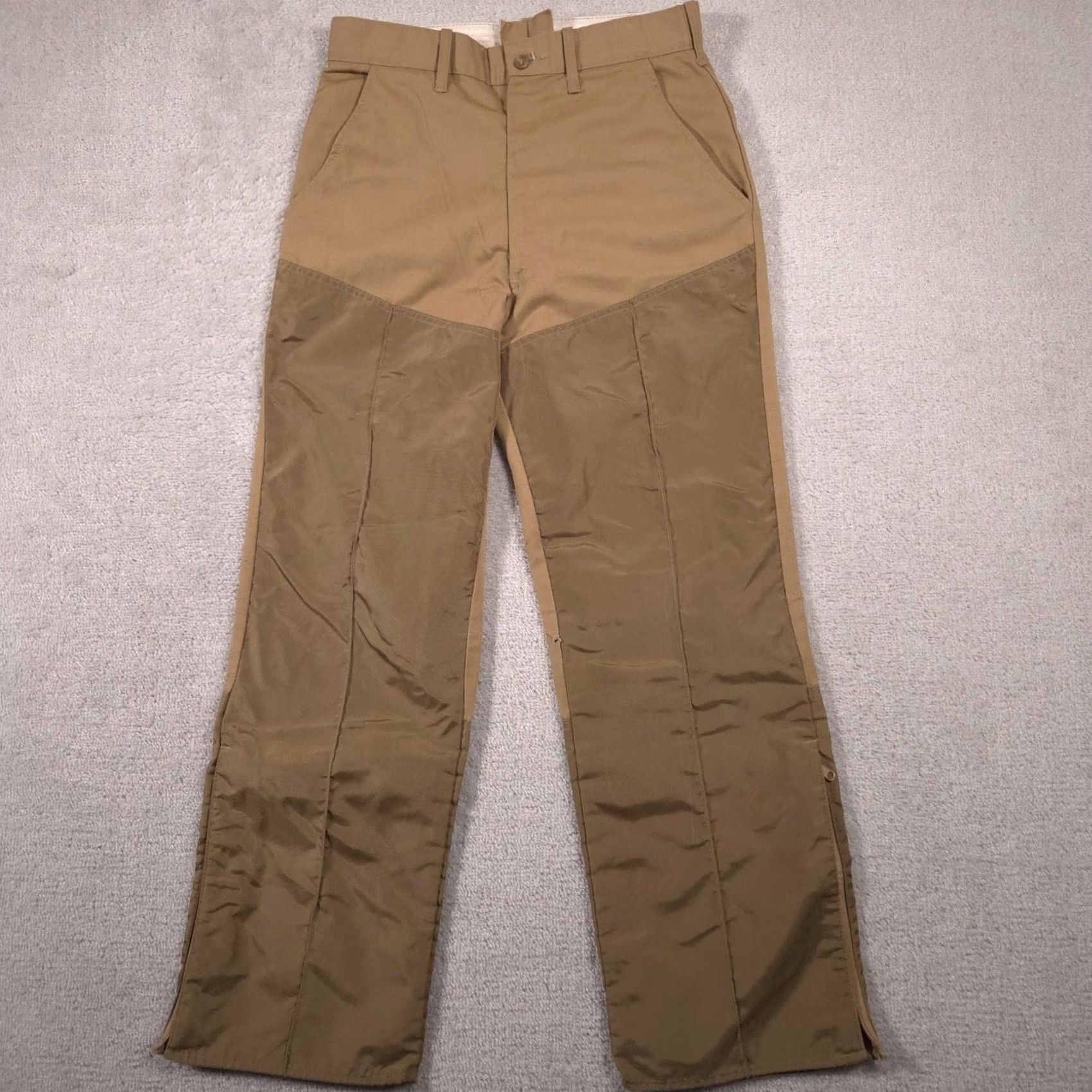 Vintage Bob Allen Pants Mens 32x30 Beige Canvas Workwear Upland Field Ankle Zip Pockets Regular Front Flat Front Zip Mens Beige Canvas Trousers Size US 32 / EU 48 - 2 Thumbnail