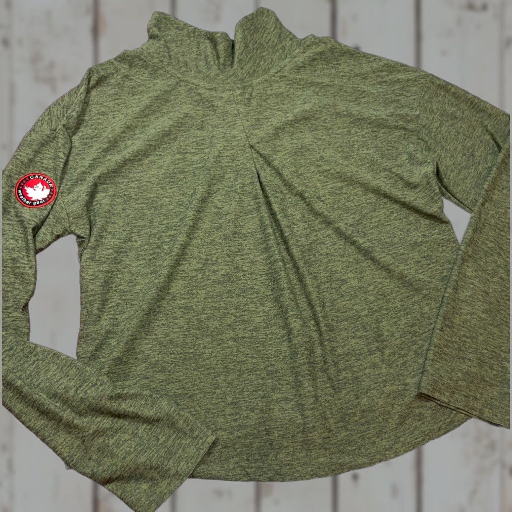 Vintage Canada Weather Gear GREEN Marled Mock Neck Pullover Shirt Cinch Tie Hem 6W6100 M Womens Medium Shirt Size M / US 6-8 / IT 42-44 - 1 Thumbnail