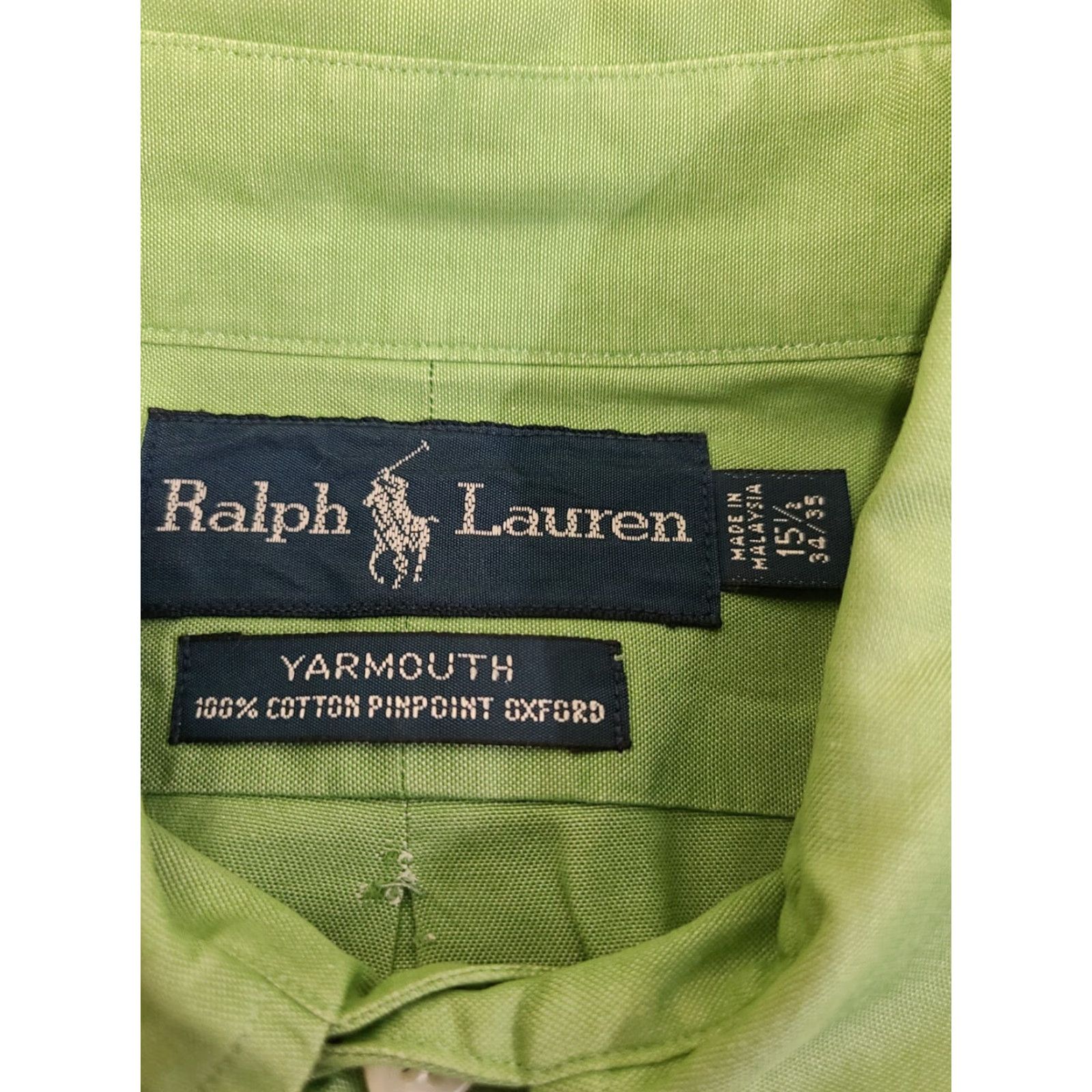 Ralph Lauren VINTAGE Ralph Lauren Shirt Men 15.5 34/35 Green Yarmouth Long Sleeve Button Up Dress Size 42R - 4 Thumbnail