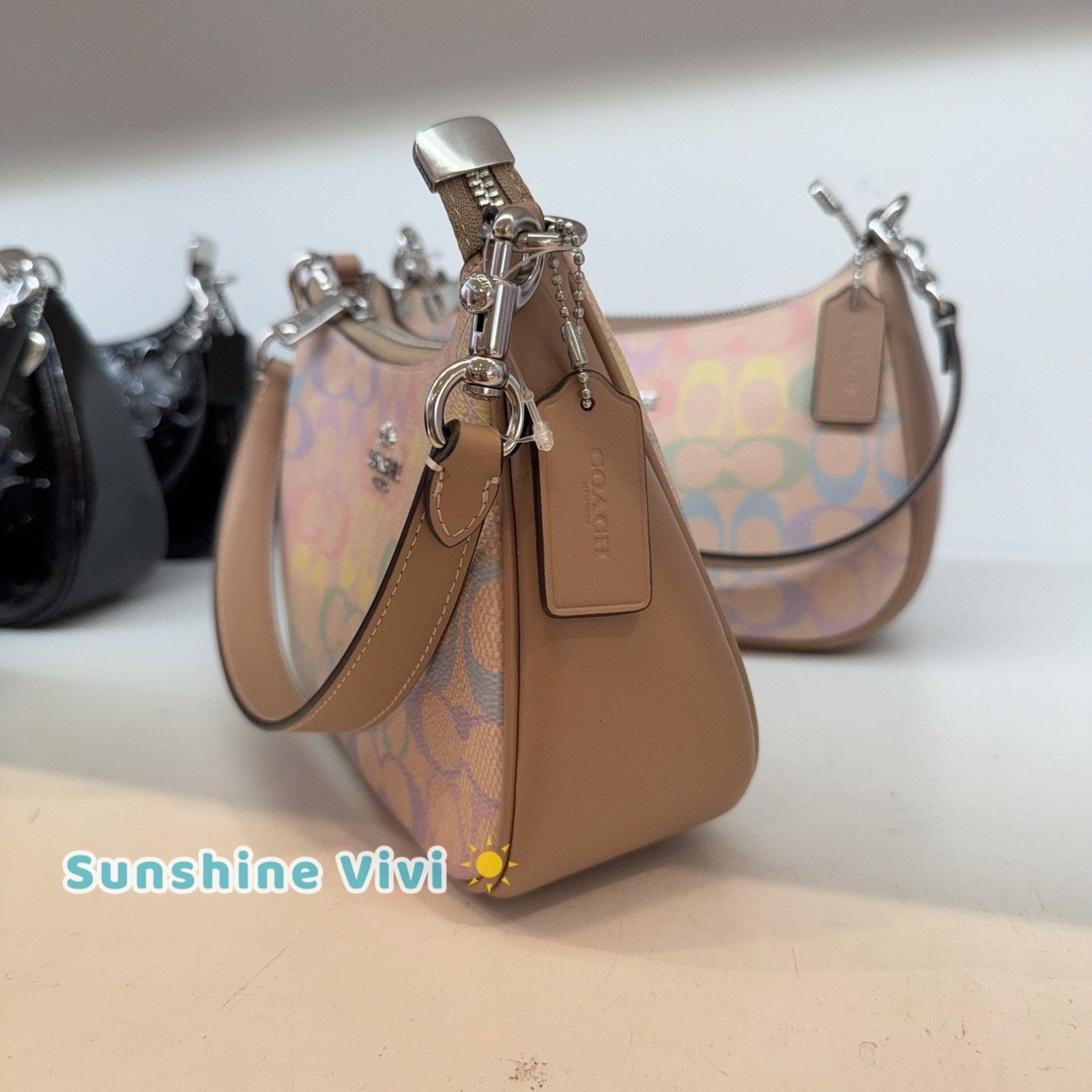 Coach NWT Coach Teri Shoulder Bag Rainbow Canvas CDA91 Sand Multi Size ONE SIZE - 2 Thumbnail