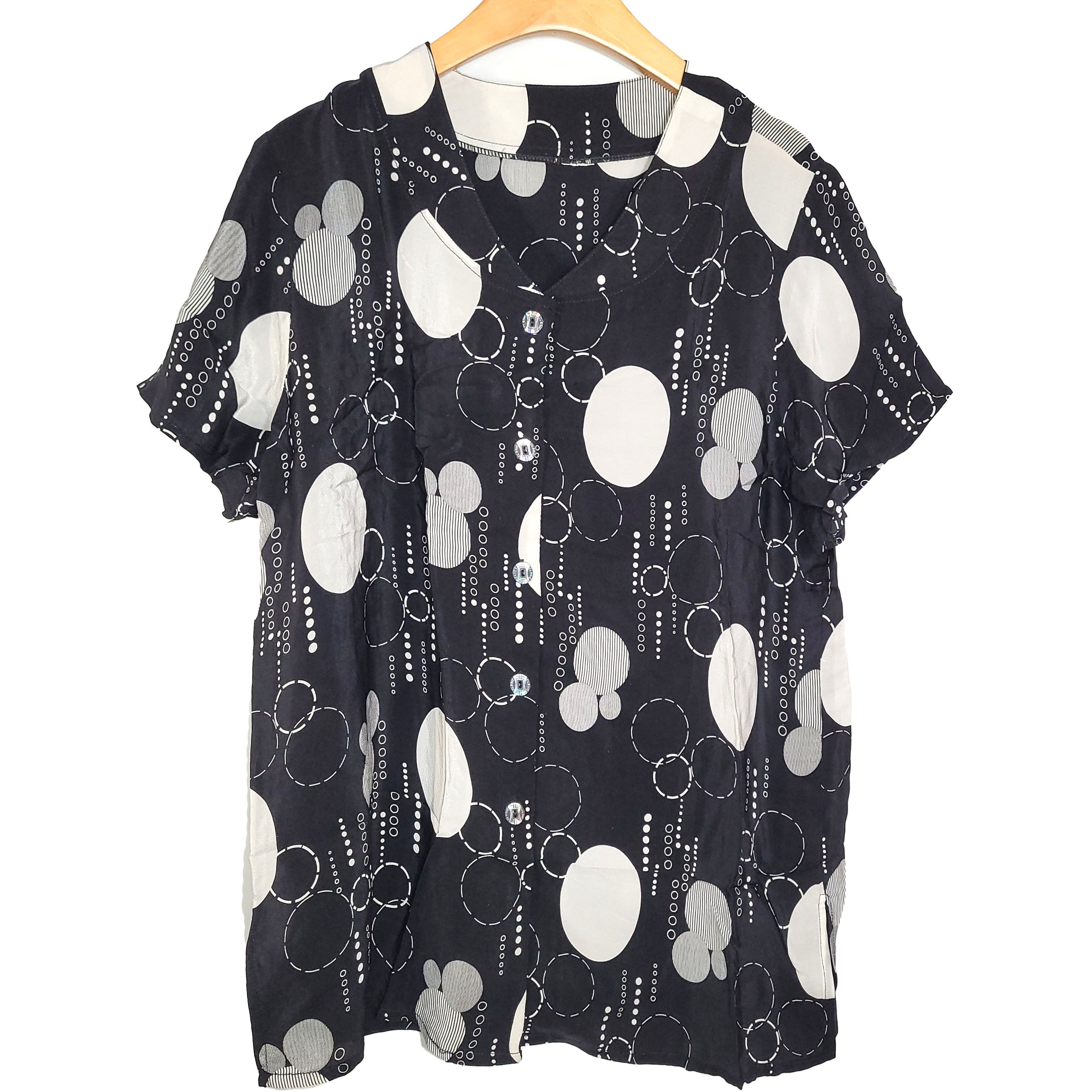 Other Women's 100% Silk Short Sleeve Top Button-Up Shirt SCK214 Size L / US 10 / IT 46 - 1 Thumbnail