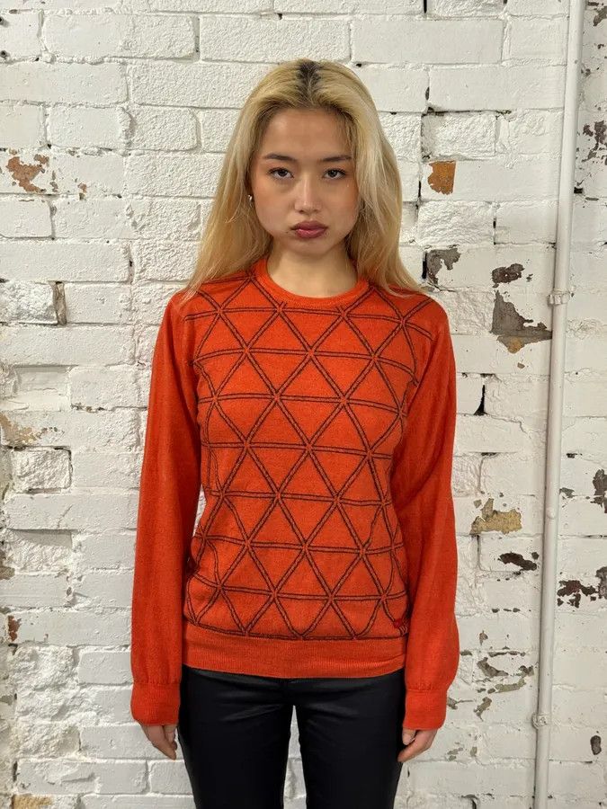 Armani Collezioni AW2014 Armani Collezioni Orange Abstract Sweater Size XS / US 0-2 / IT 36-38 - 2 Thumbnail