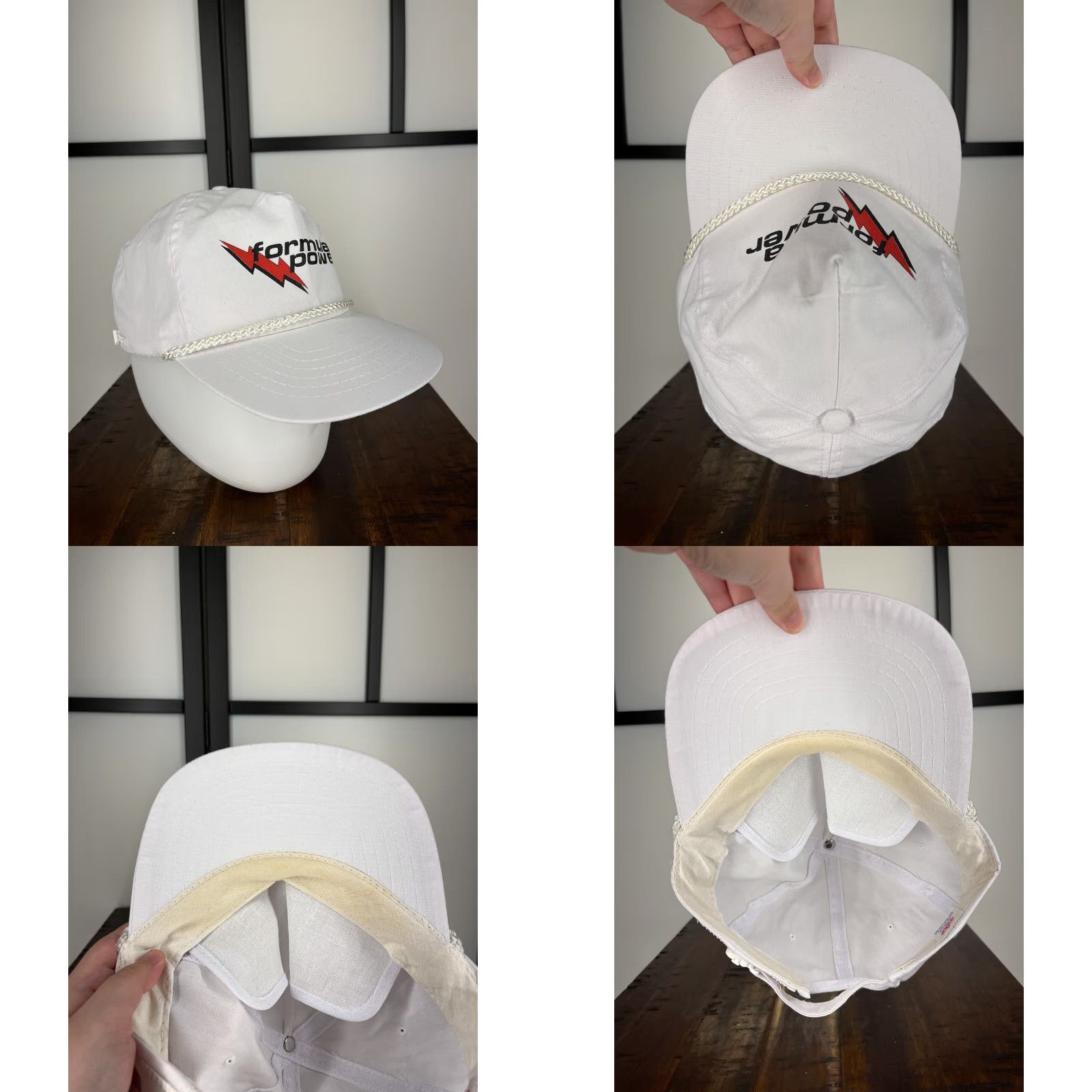 Vintage Formula Power Hat Cap Strap Back Adult One Size White Nylon 90s Look KC Collections Baseball Cap Men's Adjustable Lightweight Hair-Screw Rope Fashion Size ONE SIZE - 8 Thumbnail