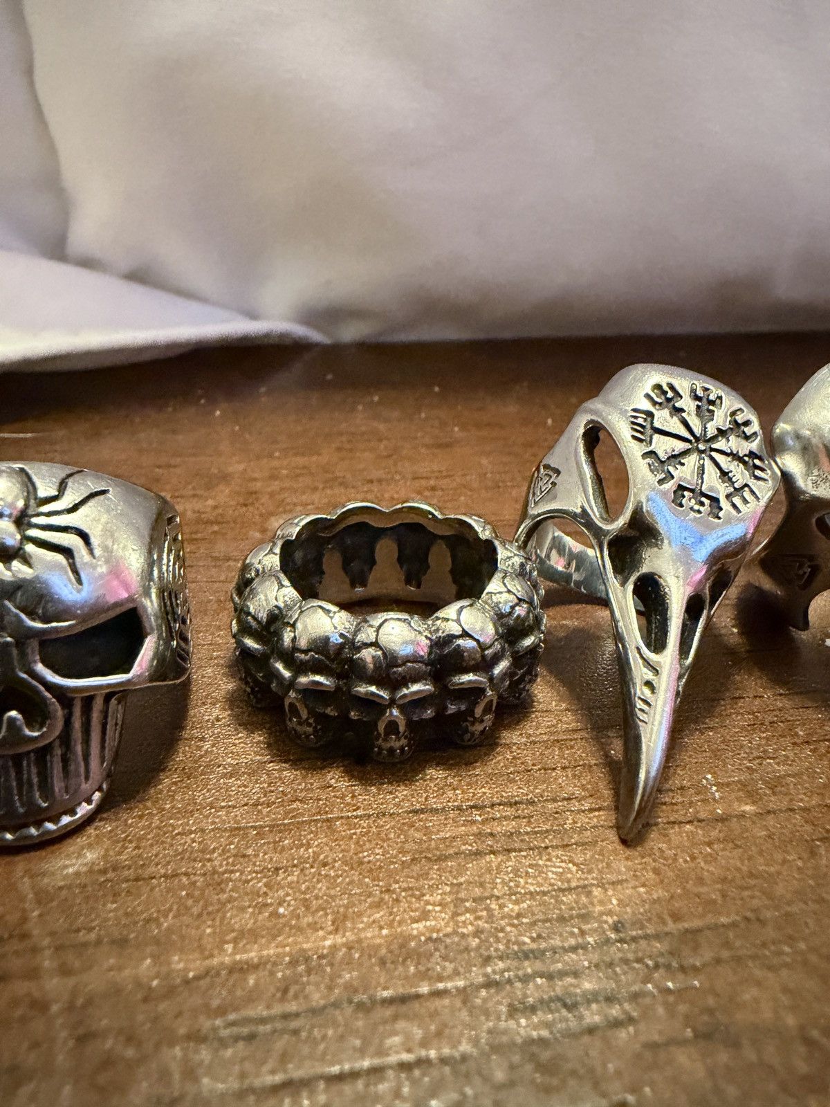 Other Silver Stainless Steel 6 Biker Rings Size 7-10 Skulls Goth Size ONE SIZE - 4 Thumbnail