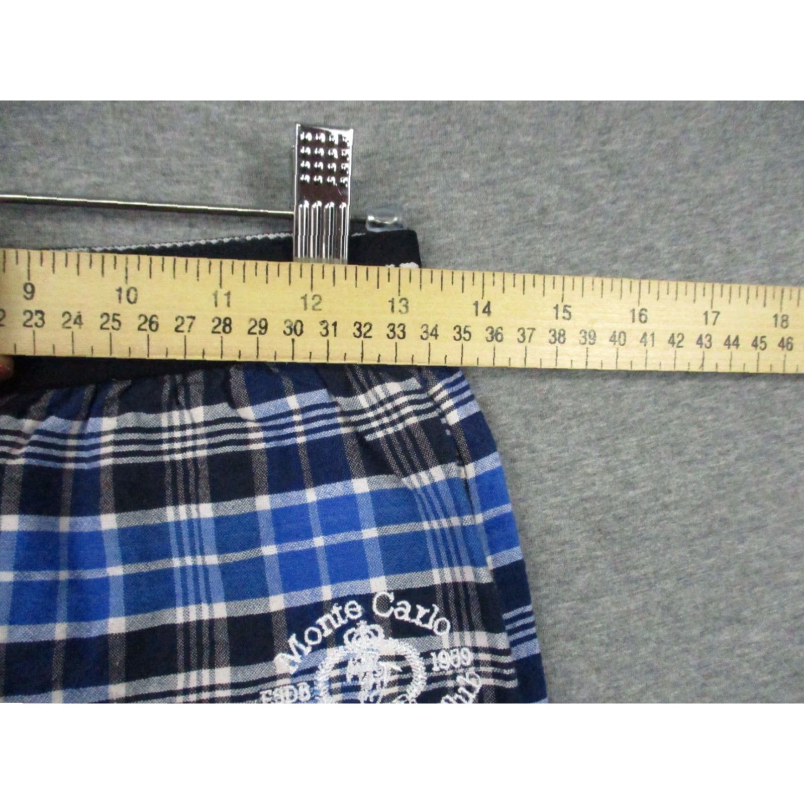 Vintage Monte Carlo Polo Pajama Pants Men Loungewear Blue Plaid Logo Cotton Regular Medium M Size US L / EU 52-54 / 3 - 5 Thumbnail