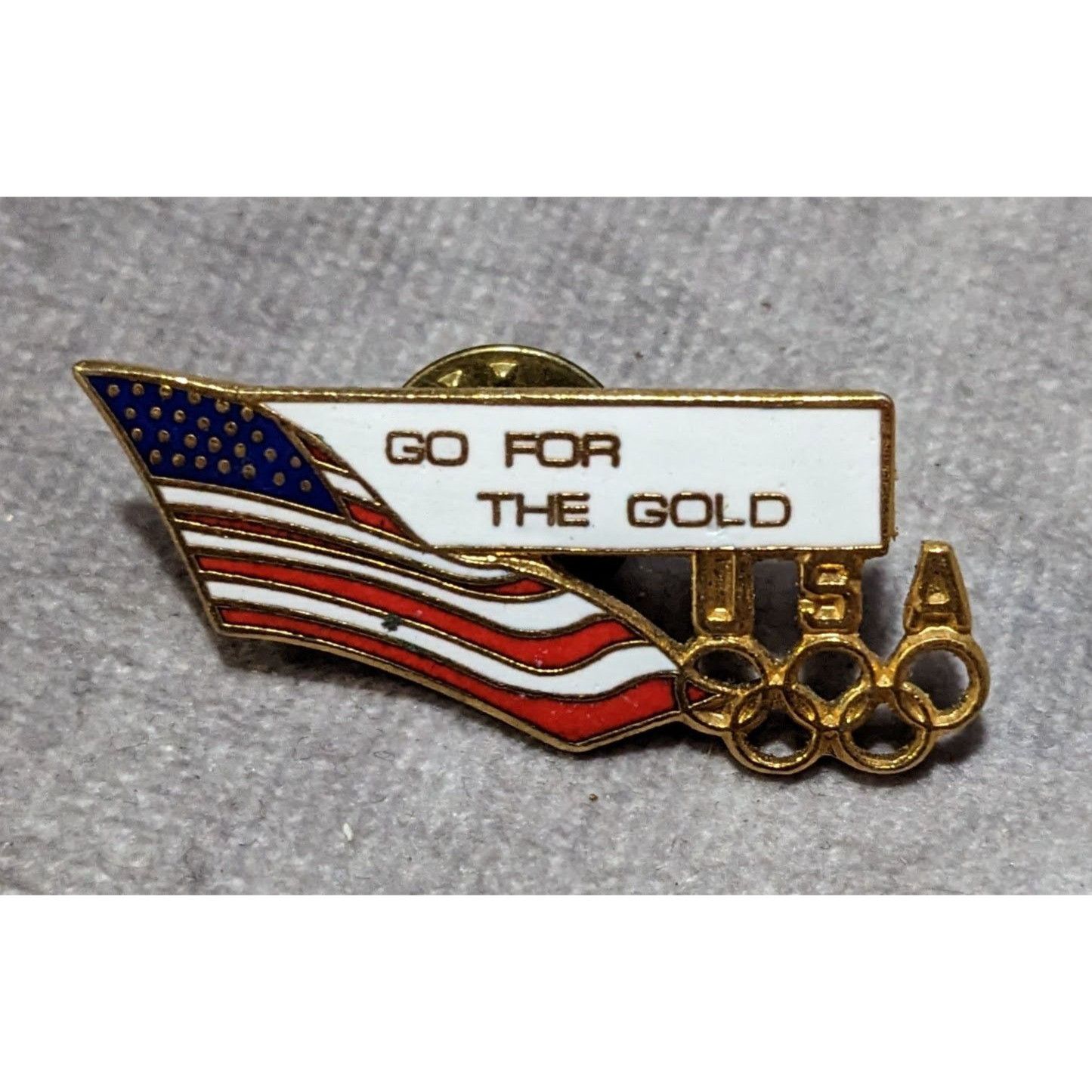 Other Vintage 90s Go For The Gold Olympic US Flag Lapel Pin Size ONE SIZE - 3 Thumbnail