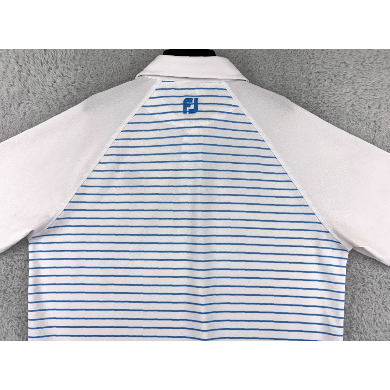 Footjoy FootJoy Polo Mens Large White Striped Polyester Blend Golf Lightweight Shirt Size US L / EU 52-54 / 3 - 7 Thumbnail